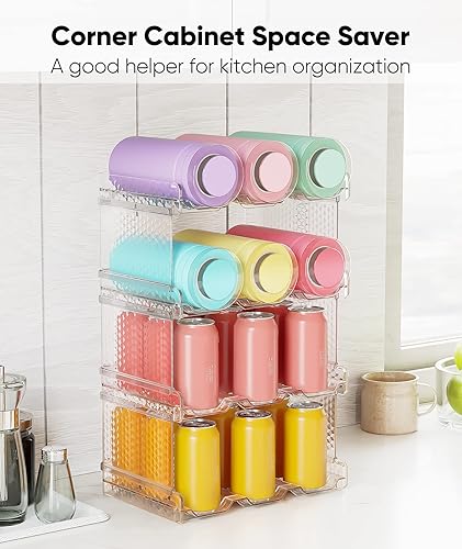 Miniatura 6 de Organizador de botellas de agua, soporte apilable para botellas, estante de almacenamiento para gabinete, organizador de almacenamiento de plástico