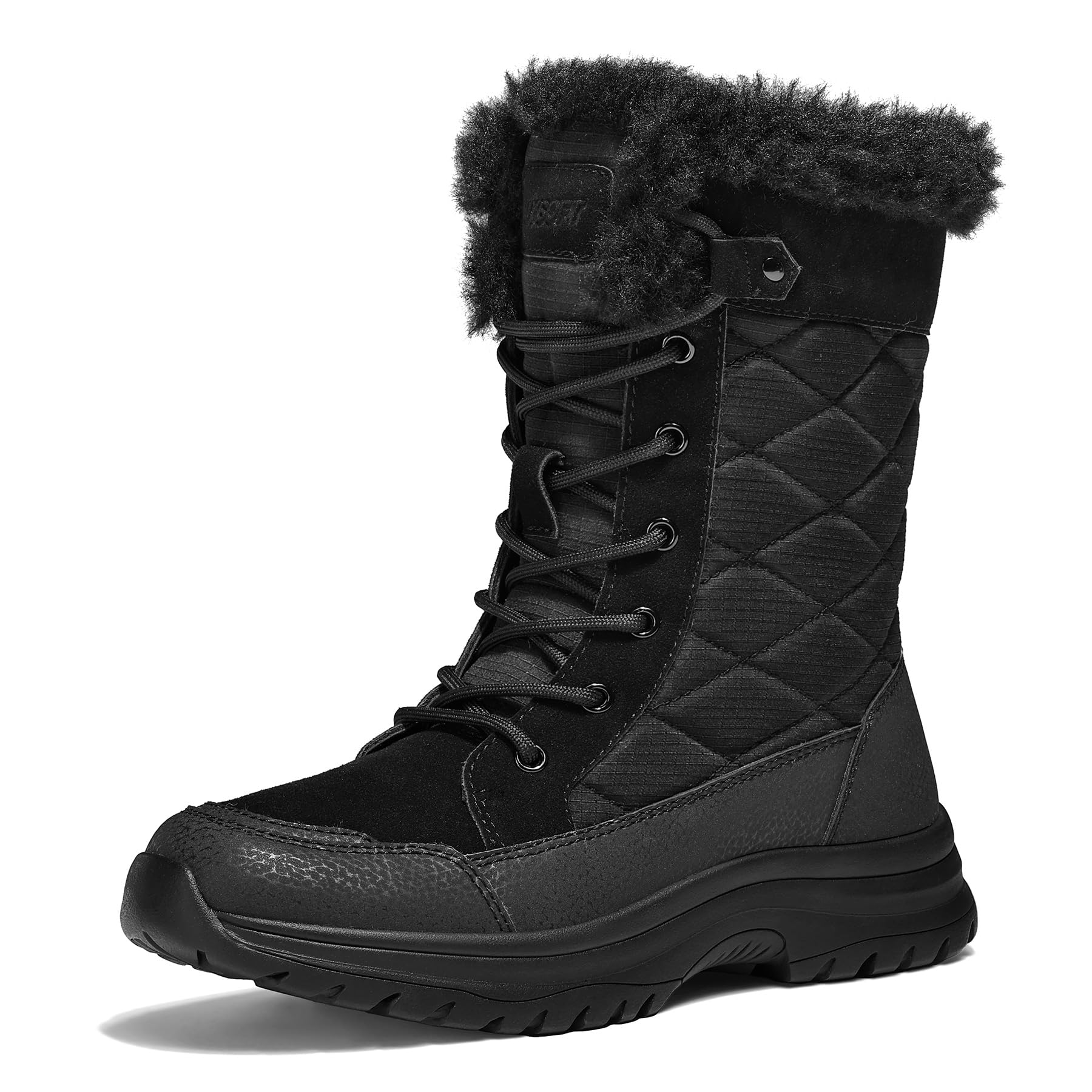 mysoft Womens Winter Boots Water Resistant Insulated Warm Snow Booties Mid-Calf Shoes for Outdoor