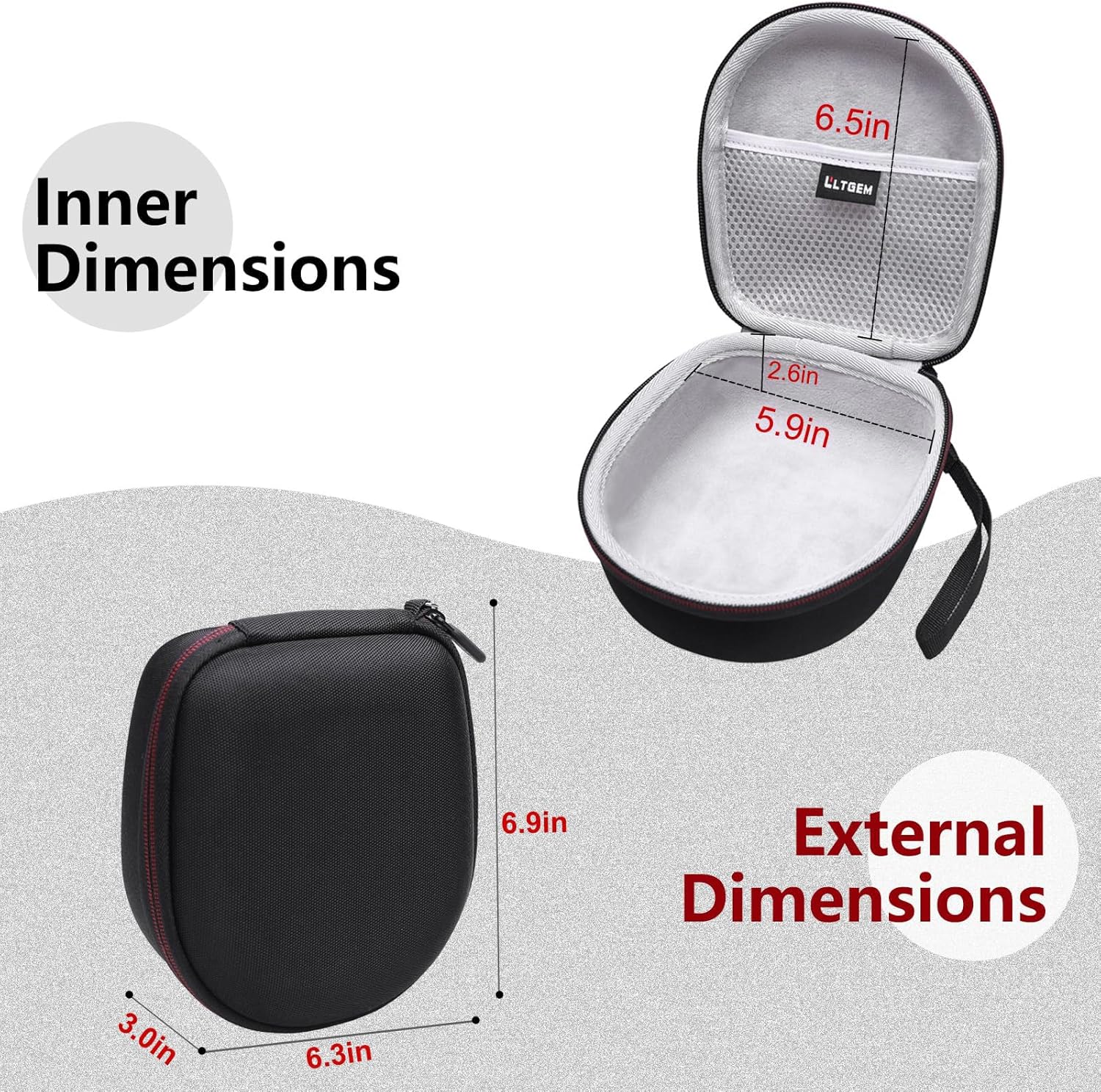 LTGEM Headphone Case Compatible with Marshall Major V/IV/III/II On-Ear Wireless Bluetooth Headphones, Office Travel Carrying Storage Bag - Black(Case Only) - Image 4