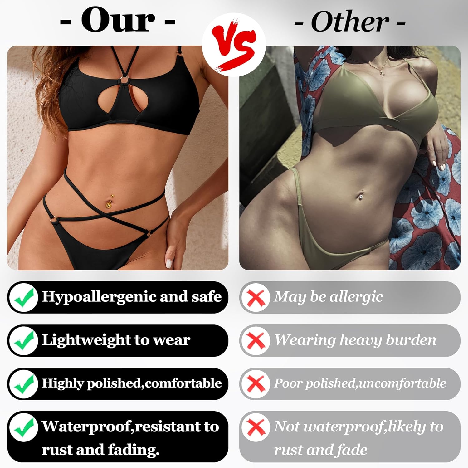 14G G23 Pure Titanium Belly Button Rings for Women Internally Threaded Curved Belly Rings Barbell Navel Rings Hypoallergenic Belly Piercing Jewelry 6-16mm - Image 5