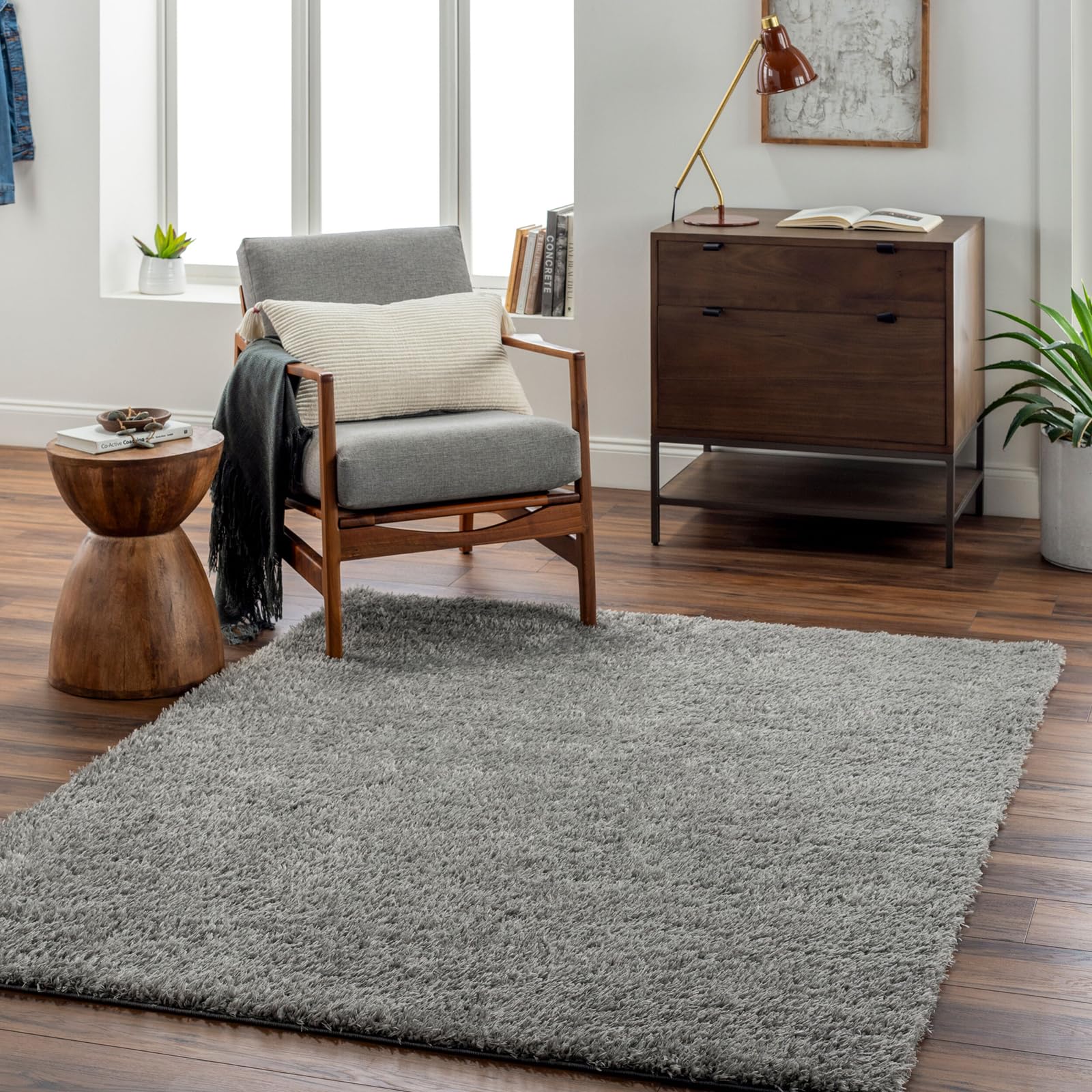 Livabliss Soso Shaggy Berber Carpet 200x275 cm, Living Room & Bedroom, Soft Plush Thick Pile, Neutral Boho Fluffy Style, Easy Care, Medium Grey
