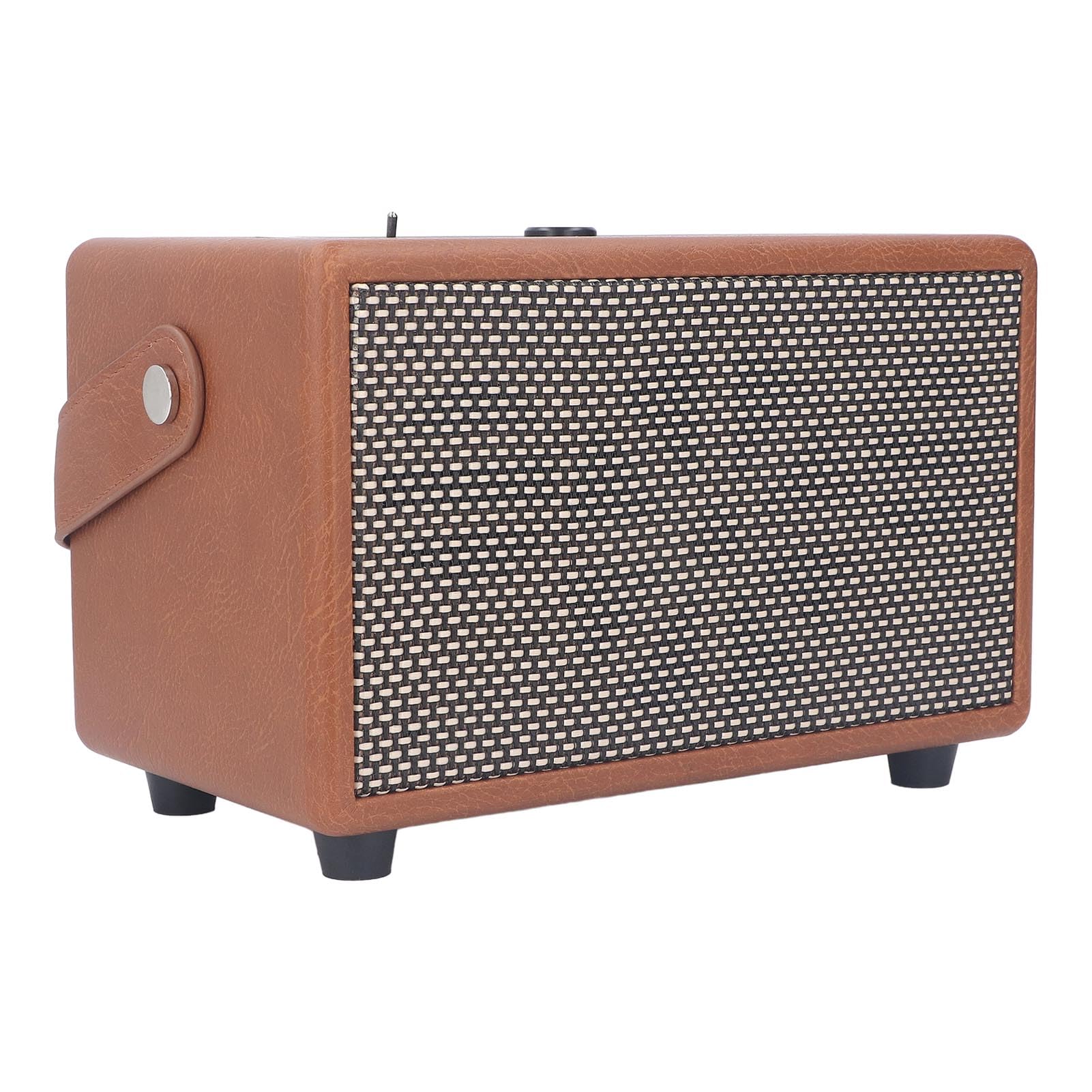 Haut-Parleur Haut-Parleur Radio Rétro Simili Cuir Caisson de Basses Radio Haut-Parleur Simili Cuir sans Fil Antique Cuir Synthétique Haut-parleurs Portables