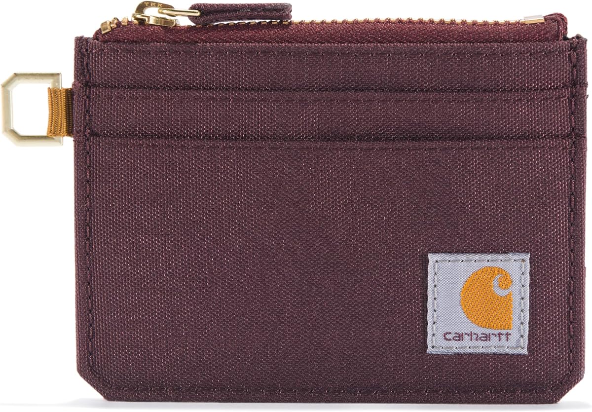 Nylon Duck Zippered Card Keeper Wallet Deep Wine