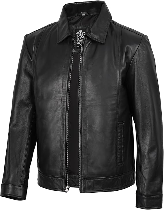 Decrum Mens Leather Jacket - Real Lambskin Classic Vintage Style Leather Jackets For Men