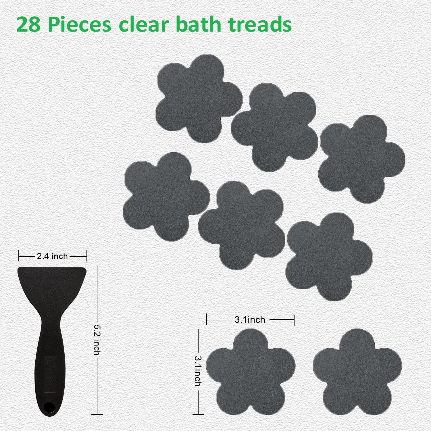 Pegatinas antideslizantes para bañera, 28 unidades, calcomanías antideslizantes para ducha, bañera, baño, escaleras, flores, color gris