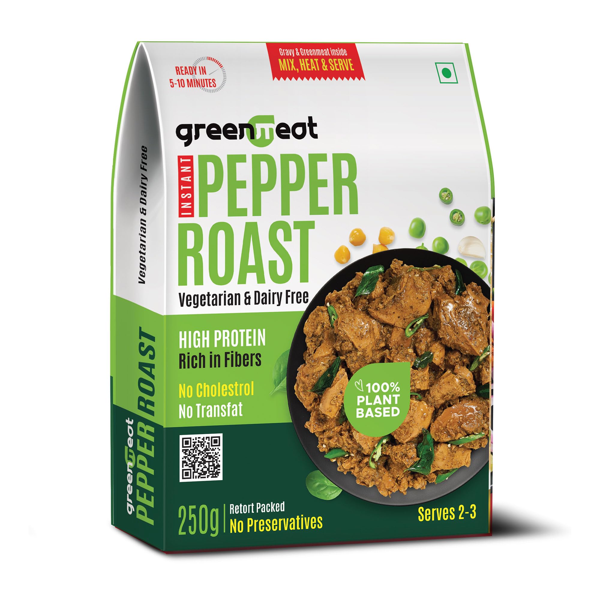 The Greenmeat Pepper Roast Instant | Ready in 5-10 Minutes | 100% Plant Based & Vegetarian | Protein & Fiber Rich | Low Fat & Zero Cholesterol | No Preservatives | 250g (Pack of 1)-picture-12