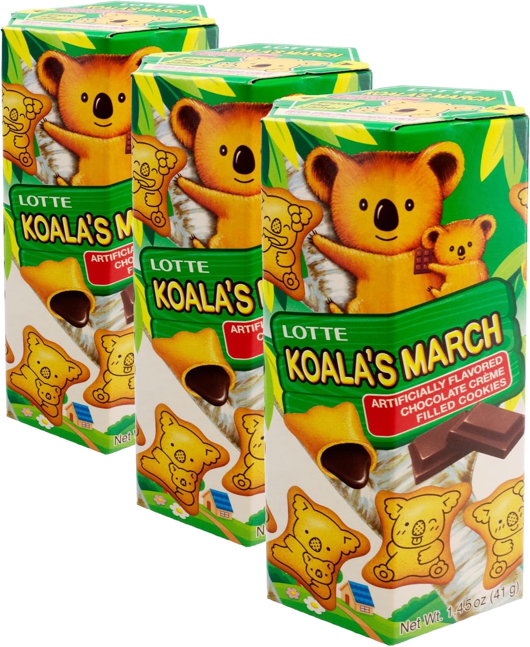 Koala's March Cookie with Chocolate Cream, 1.45 oz (Pack of 3)
