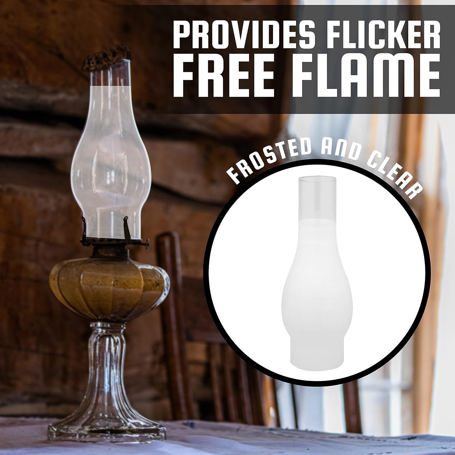 Ohlectric Glass Lamp Chimney - Chimney ¾ Frosted Glass Shade - Hand Blown Replacement For Vintage Oil Lamps - Prevent The Flame - Curvy Lamp Chimneys - 3 Inch Fitter - Pack Of 2 - OL-44548