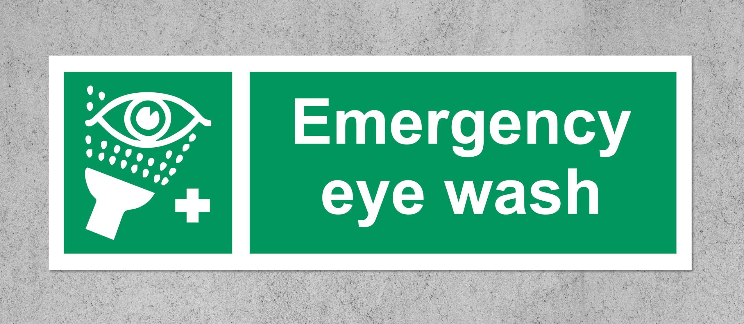 Emergency eye wash safety sign (L) - Self adhesive sticker (600mm x 200mm)