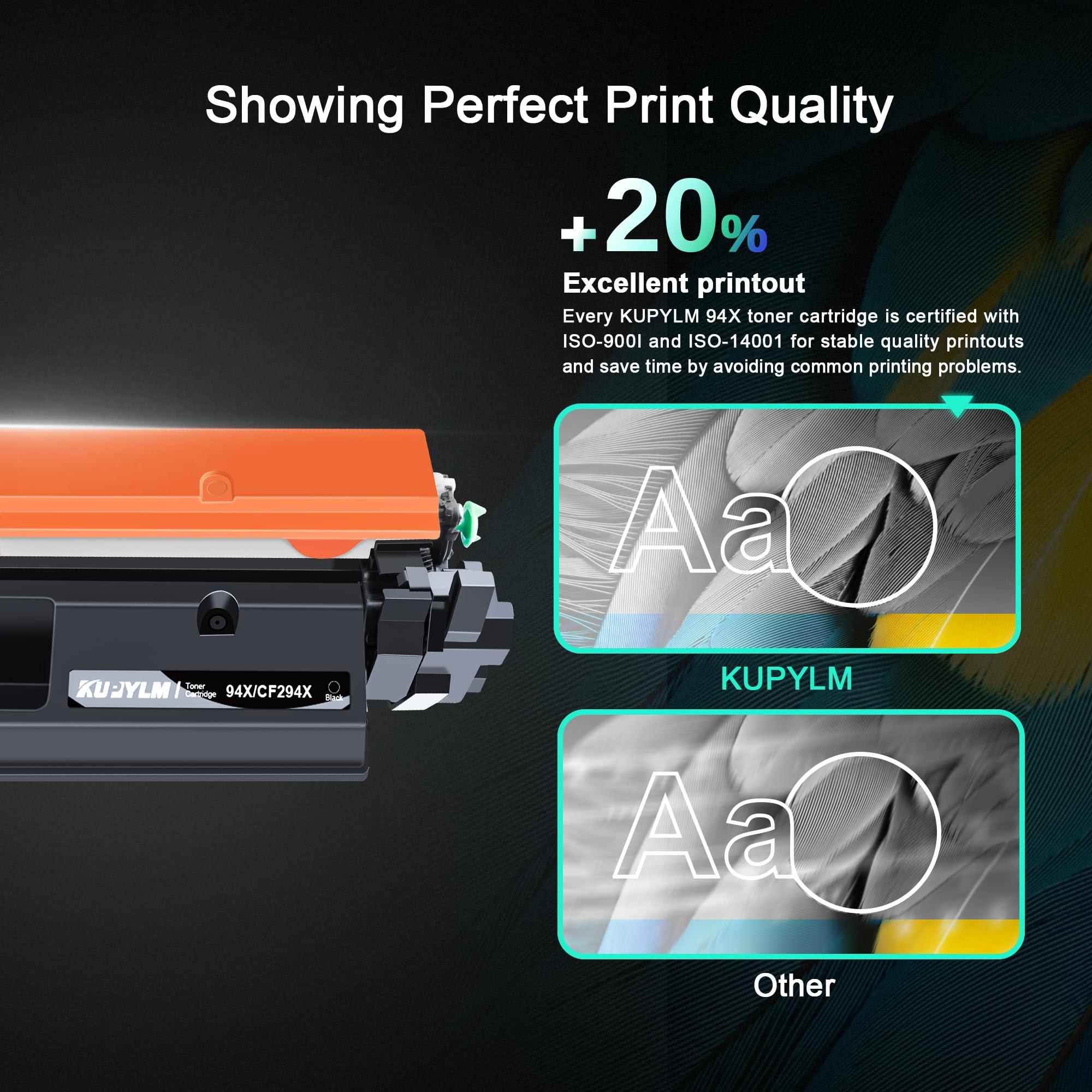 KUPYLM 94X CF294X Cartuccia toner Compatibile per HP 94A CF294A per hp laserjet pro mfp m148dw per LaserJet Pro M148fdw M149fdw M118dw M148 M149 Alto rendimento 2800 Pagine (2 Nero)