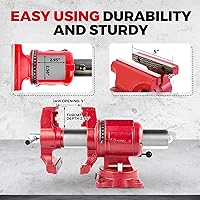 Vista 4 de UPG - Tornillo de banco mejorado de 5 pulgadas con tornillo de banco de hierro dúctil, tornillo de banco multiusos de 360° con yunque y pasadores