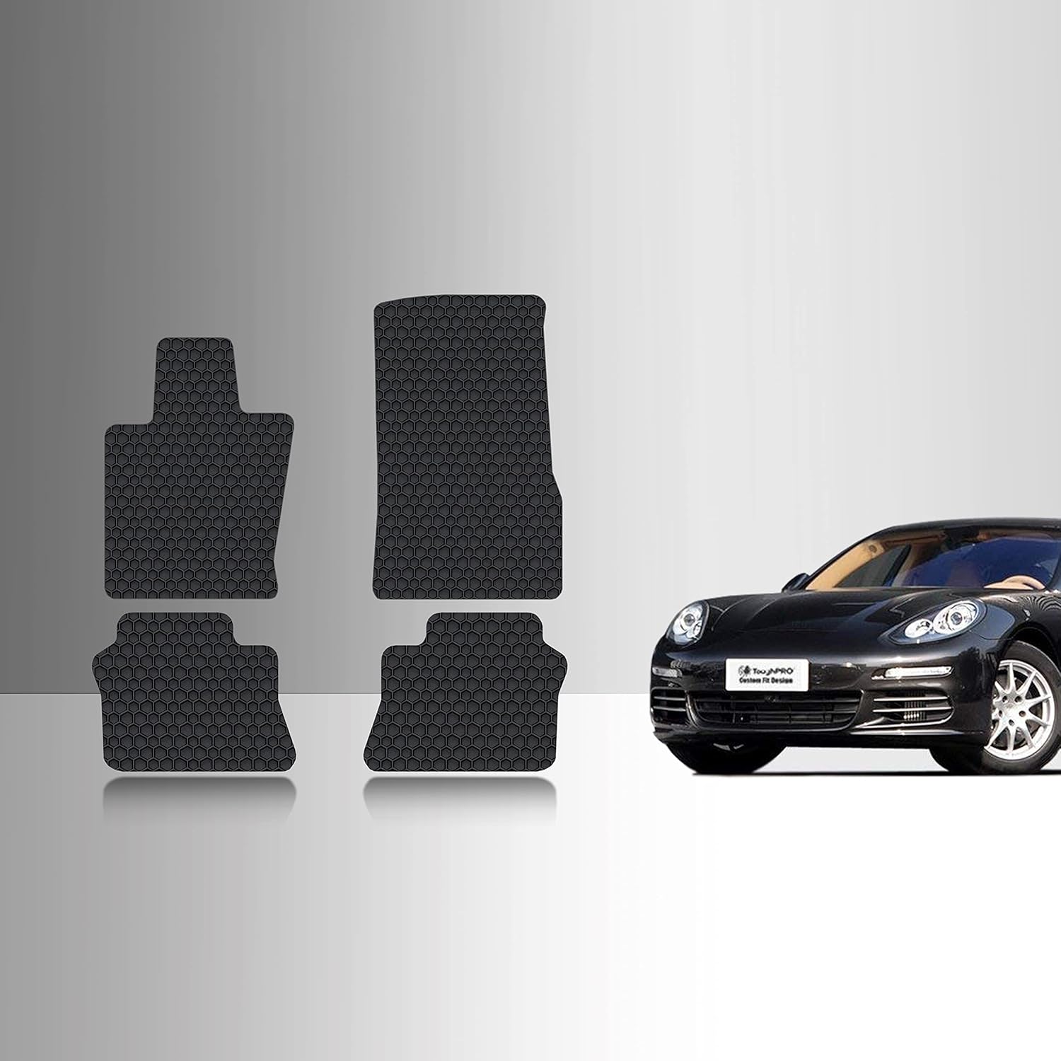 TOUGHPRO Floor Mats Accessories Set (Front Row + 2nd Row) for Porsche Panamera All Weather Heavy Duty (Made in USA) Black Rubber 2017 2018 2019 2020 2021 2022 2023 2024