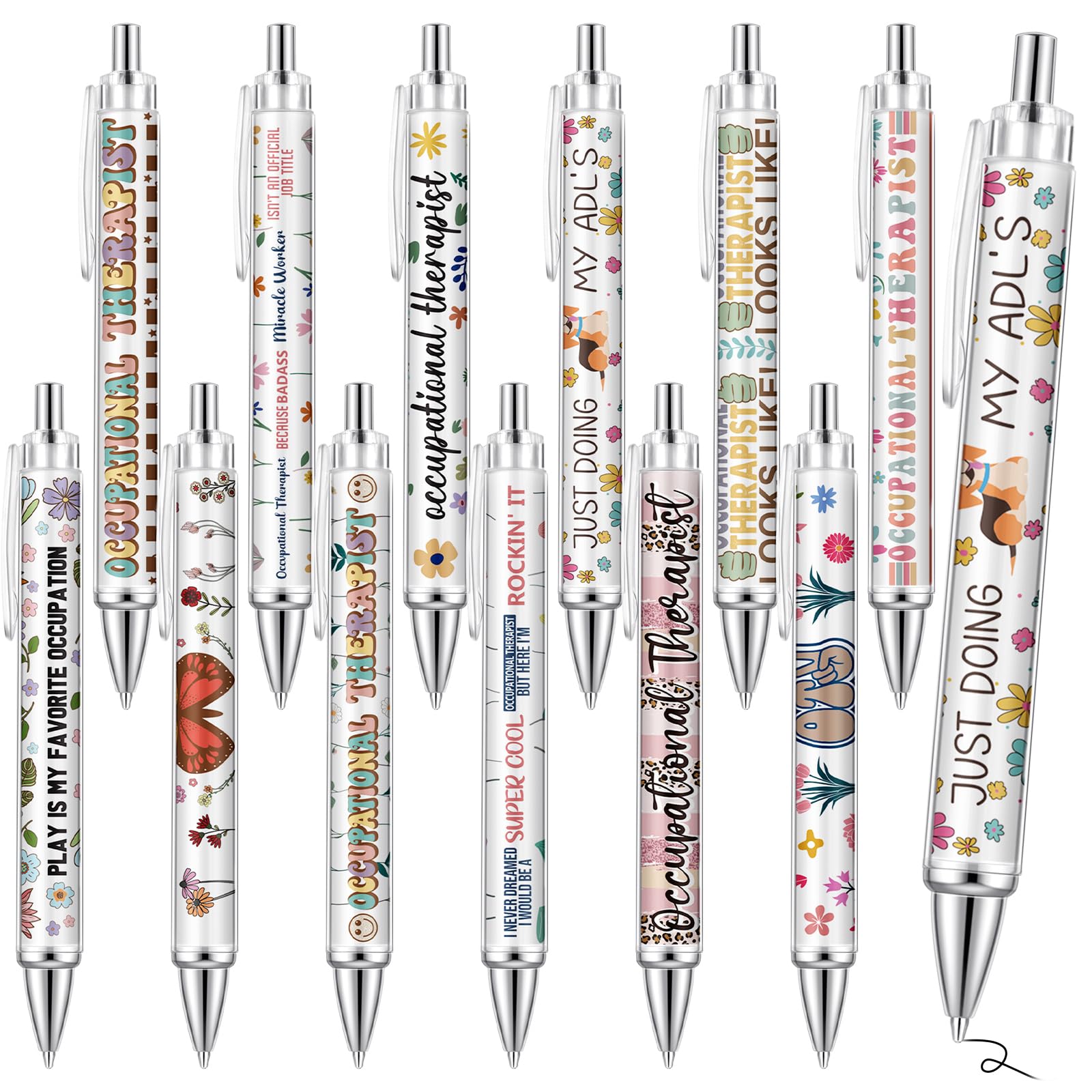 Motipuns 12 Pcs Occupational Therapy Month Gifts OT Appreciation Gifts Pens Occupational Therapist Ballpoint Pens OT Party Favors for Women Employees Staff Writing Stationery Office Holiday Supplies