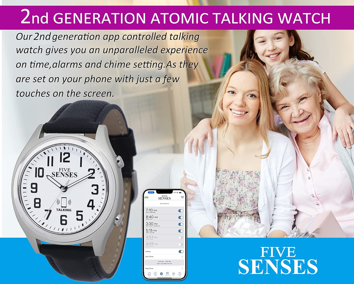 FIVE SENSES Smart Atomic Talking Watch for Visually Impaired App