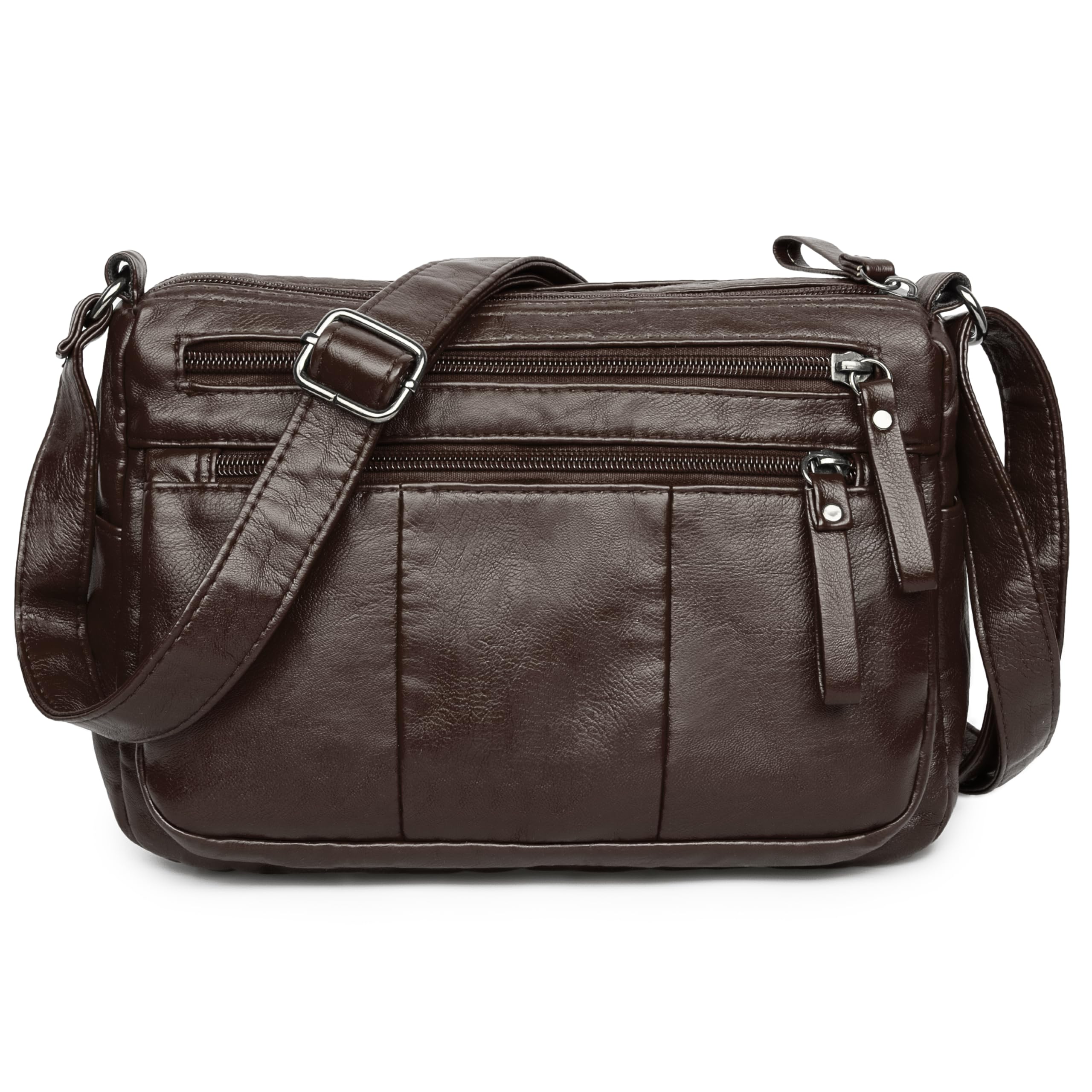 VOLGANIK ROCK Purses for Women Soft PU Leather Shoulder Bag Ladies Crossbody Purse and handbags Lightweight Pocketbook, Chocolate-10.2"-n, M