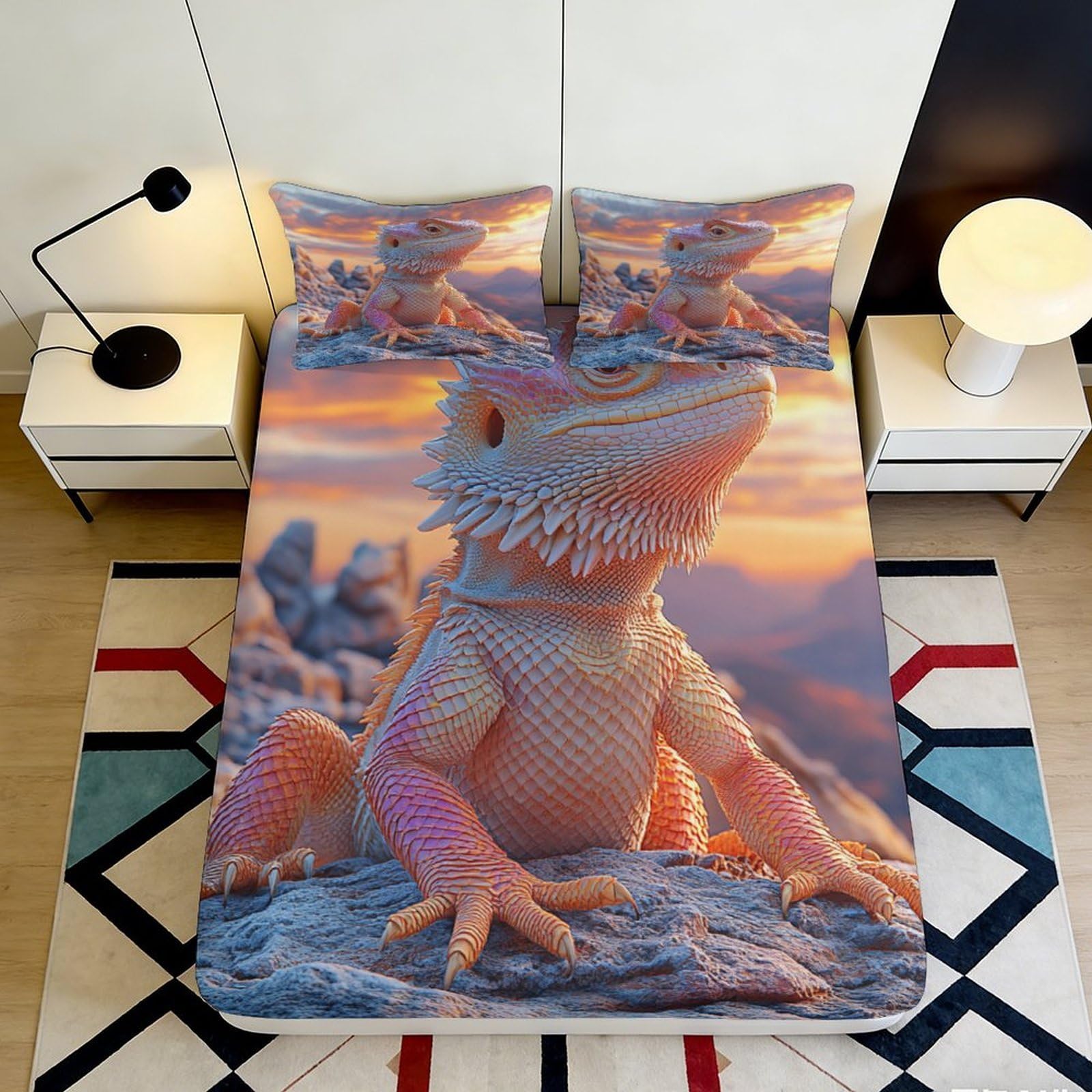 3D Printed Dragon Fitted Sheet Microfiber Deep Pocket Non-Slip Bedroom Bedding Dragon Mattress Fitted Cover Washable 90x200x25cm