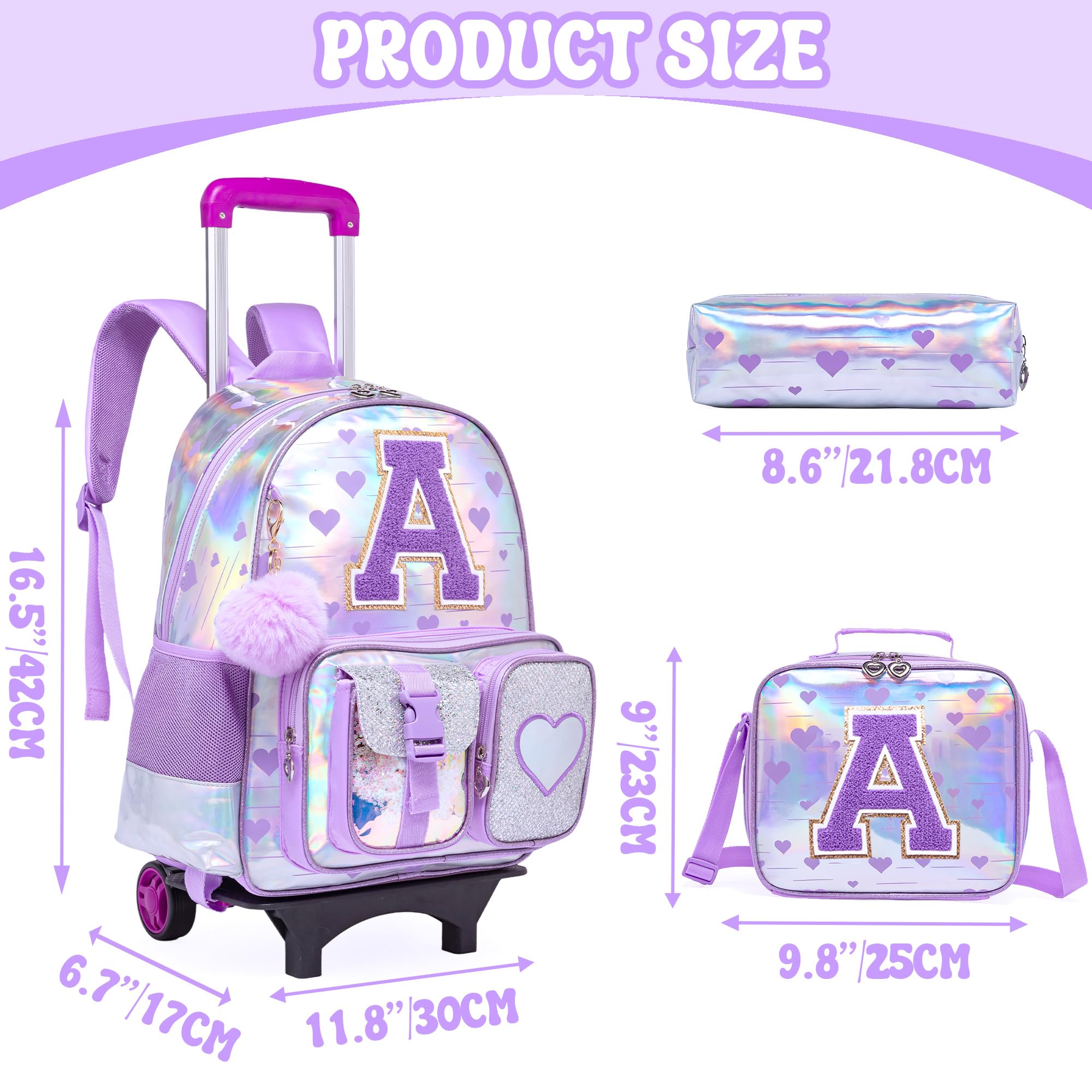 HTgroce Zaino Trolley Scuola Bambina Elementare Zaino con Ruote Scuola