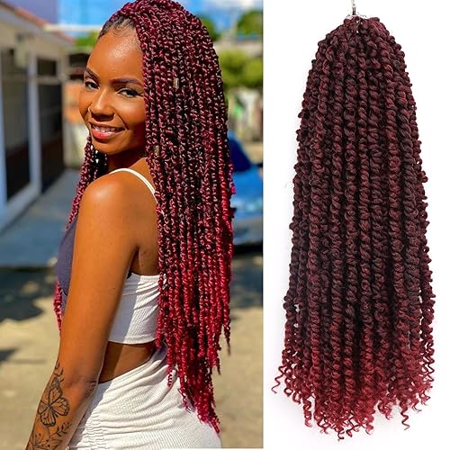 Miniatura 7 de Pelo de Passion Twist Cabello de ganchillo de 24 pulgadas para mujer, 8 paquetes de cabello rizado pretrenzado de ganchillo Passion Twists