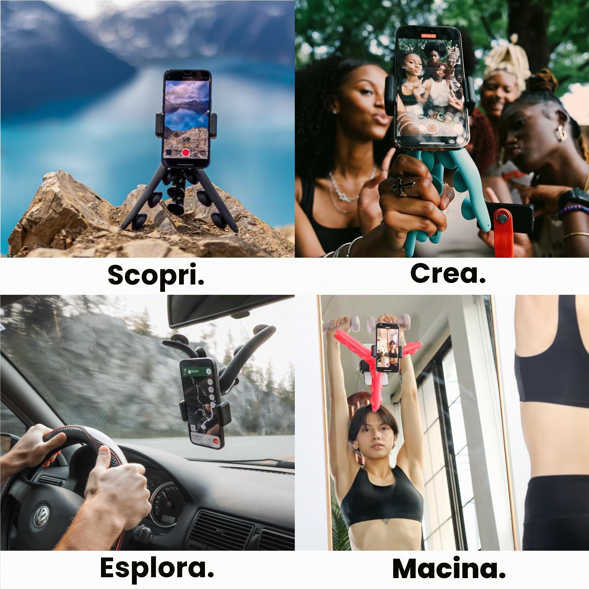 Tenikle® Pro - Treppiede flessibile per cellulare e action camera GoPro, Insta360, DJI Osmo, come visto su Shark Tank, supporto per fotocamera con ventosa pieghevole, compatibile con iPhone e Android