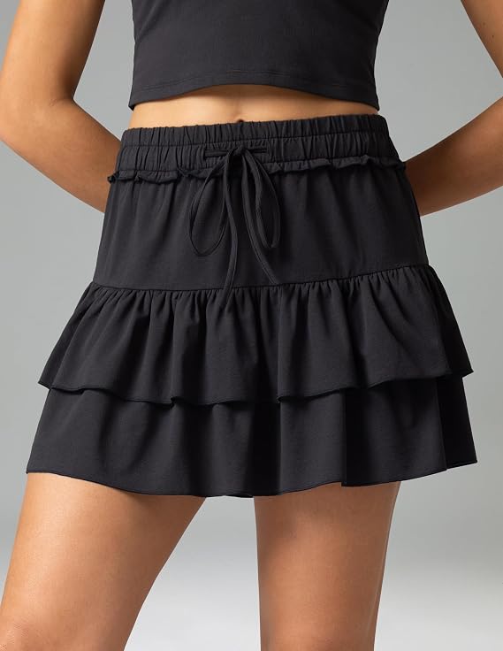 Colorfulkoala Skirts for Women High Waist Mini Tiered A-Line Flowy Shorts Tennis Golf Casual Skorts with Pockets