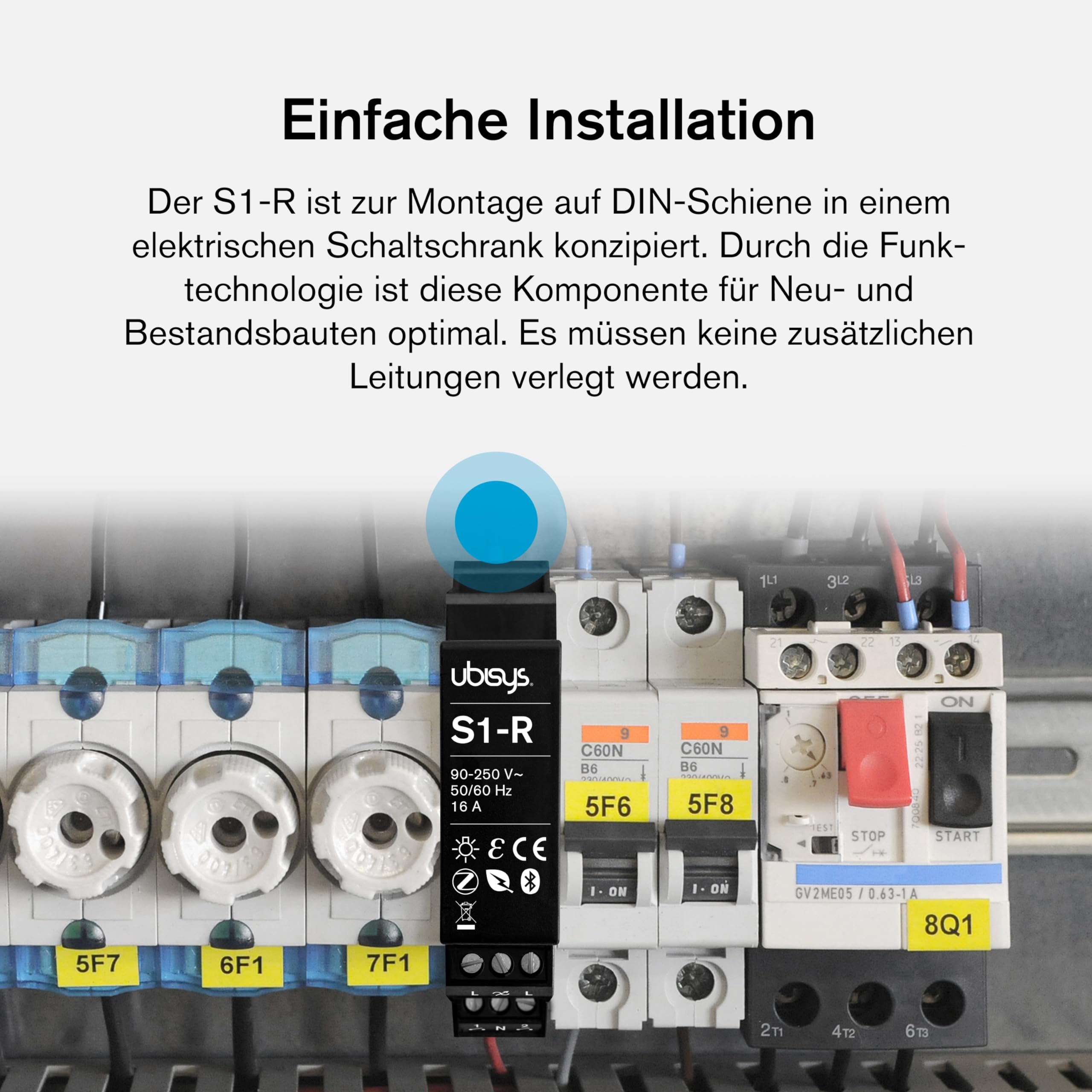 Erweiterungs-Set "Schalter-R 3" | 3x ubisys Zigbee/Bluetooth Schaltaktor S1-R (Series 2): Schaltet bis zu 16A | Zigbee Direct | Auch ohne Gateway steuerbar | Stromstossrelais | Sie sparen 14€.