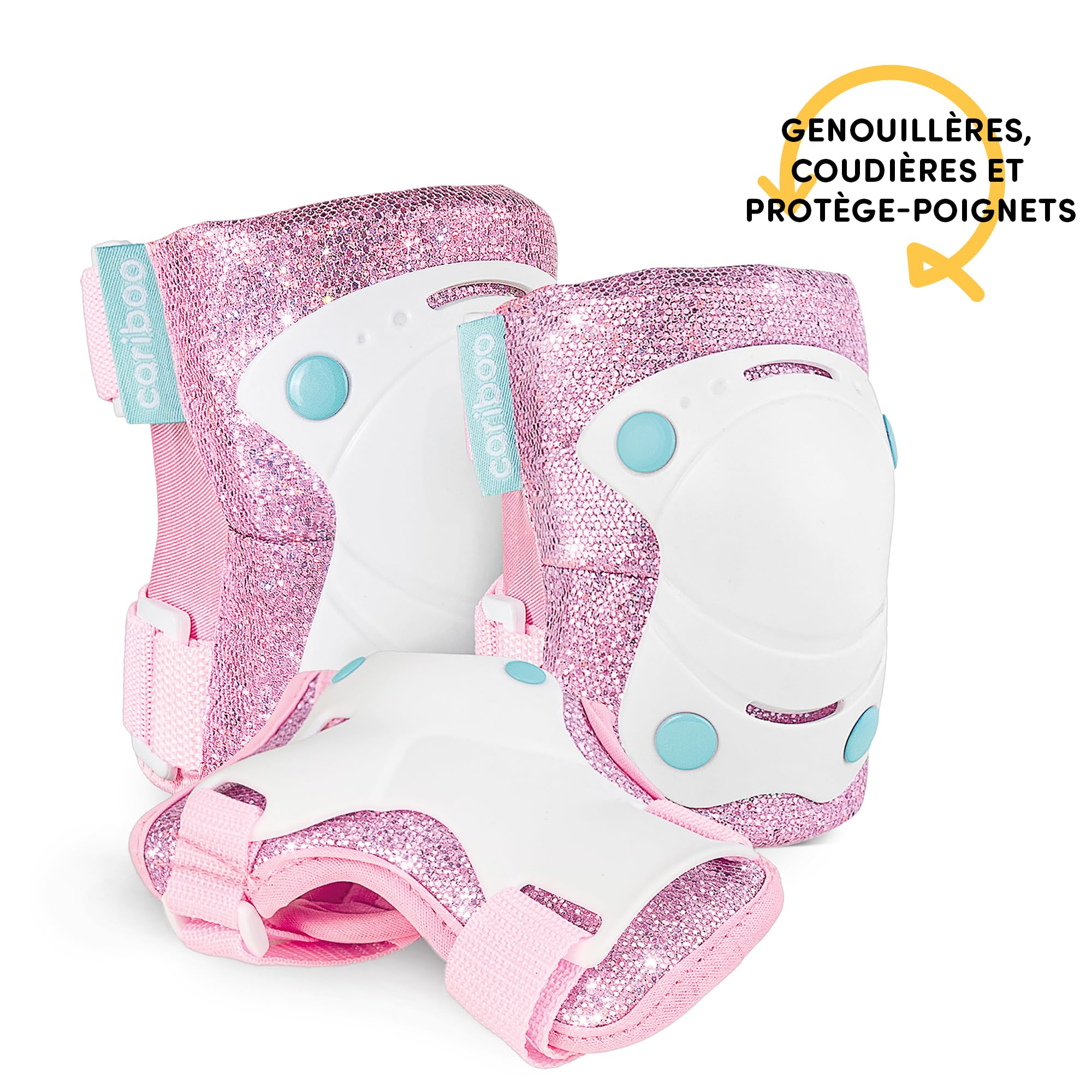 Cariboo Patins à roulettes pour Enfants - Ajustables - pour Débutants - Set avec Protège-Genoux Coudières et Protège-Poignets - Ballerina