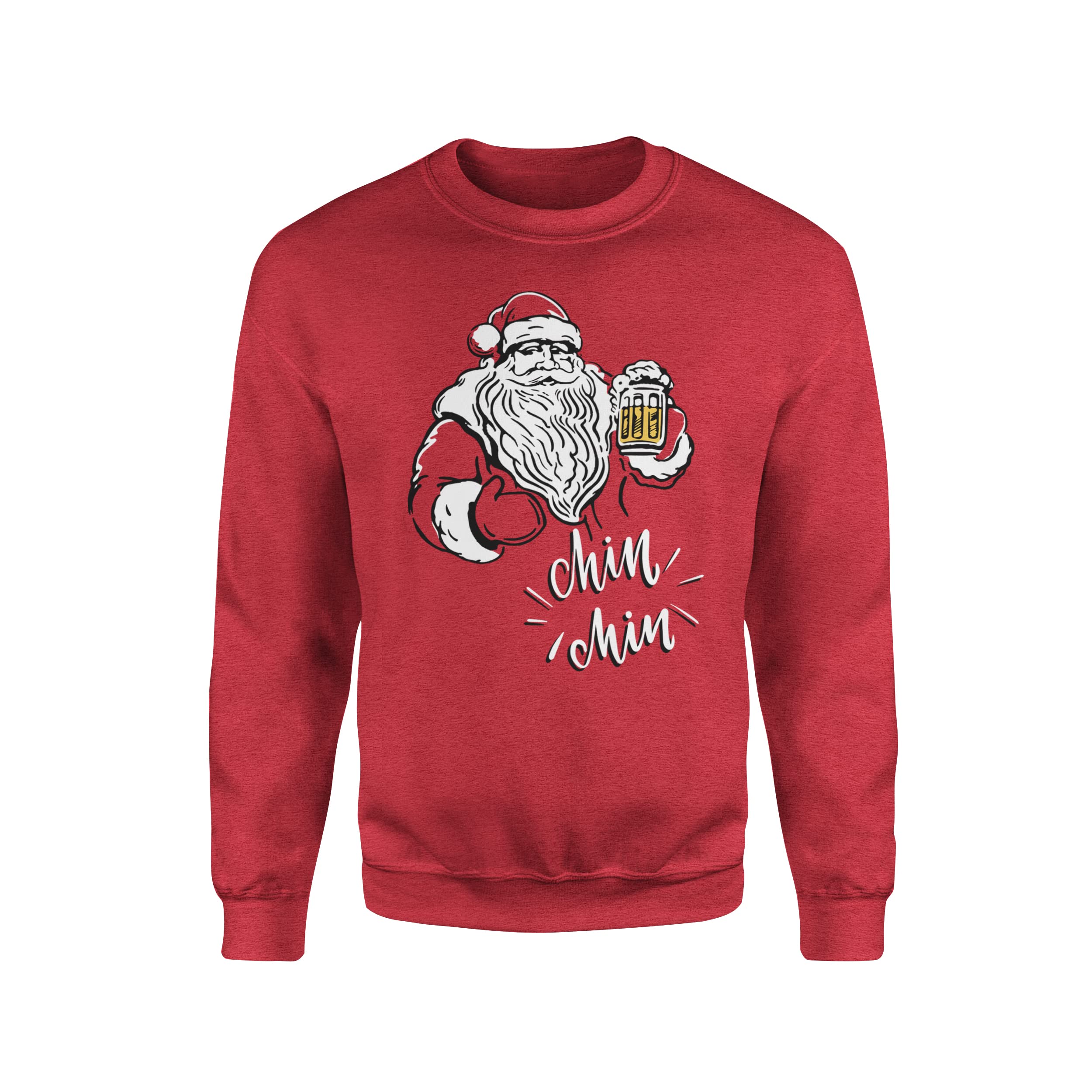 SmartyPants Chin Chin Santa Jumper/Sweatshirt - Gift Present Festive Father Christmas Xmas Funny Novelty Alcohol Stein Cheers (Red Prime, Large)