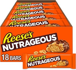 REESE'S NUTRAGEOUS Candy Bars, 18 Count - Chocolate, Peanut Butter, Caramel & Crunchy Peanuts Bulk Pack