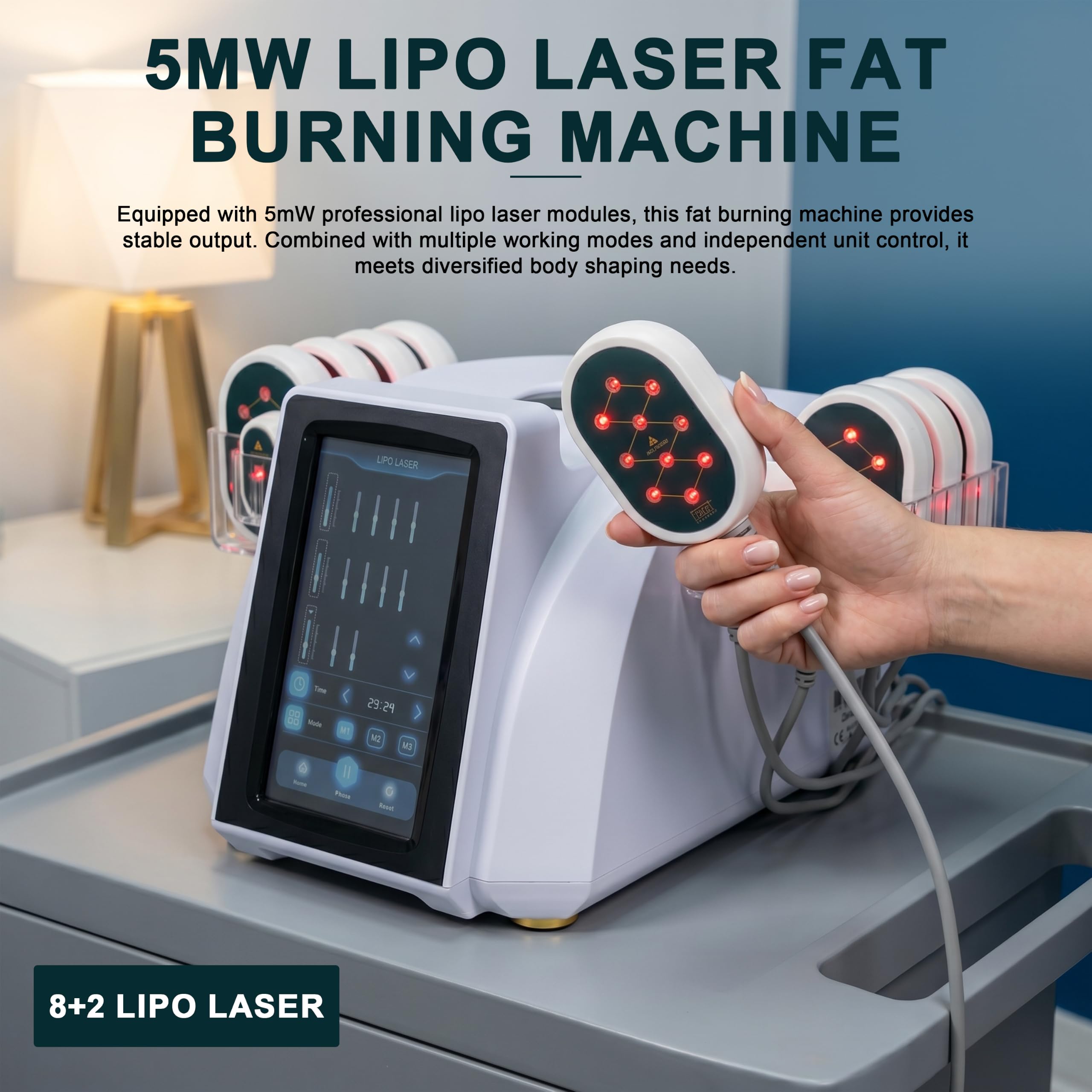 Elitzia 5MW Lipo Laser Brucia Grasso 10 Pannelli Macchina per il Contorno del Corpo Laser Lipo Dimagrante Non Invasiva Dispositivo LipoLaser per Riduzione del Grasso per Addome e Gambe Professionale