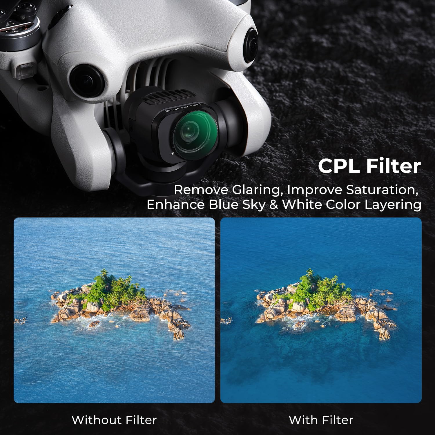 K&F Concept CPL ND&PL Filters Set Compatible with DJI Mini 4 Pro, 6 Pack-CPL, ND4&PL, ND8&PL, ND16&PL, ND32&PL, ND64&PL, Multi-Coated Gimbal Safe Optical Glass Filter