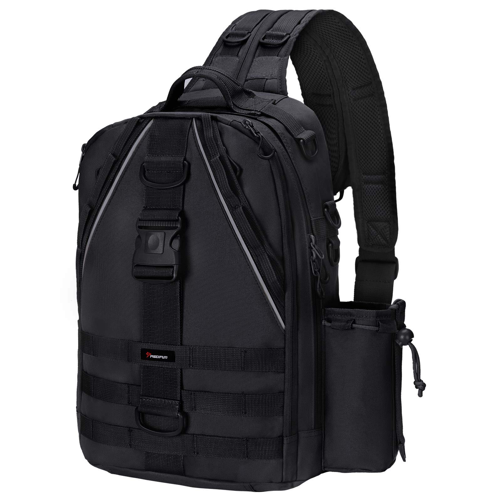 PiscifunTravel X Tackle Bag - Water-Resistant Storage Backpack for Fishing, Hiking, Cycling and Traveling - Multifunctional Outdoor Gear for Men and Women - Black Large