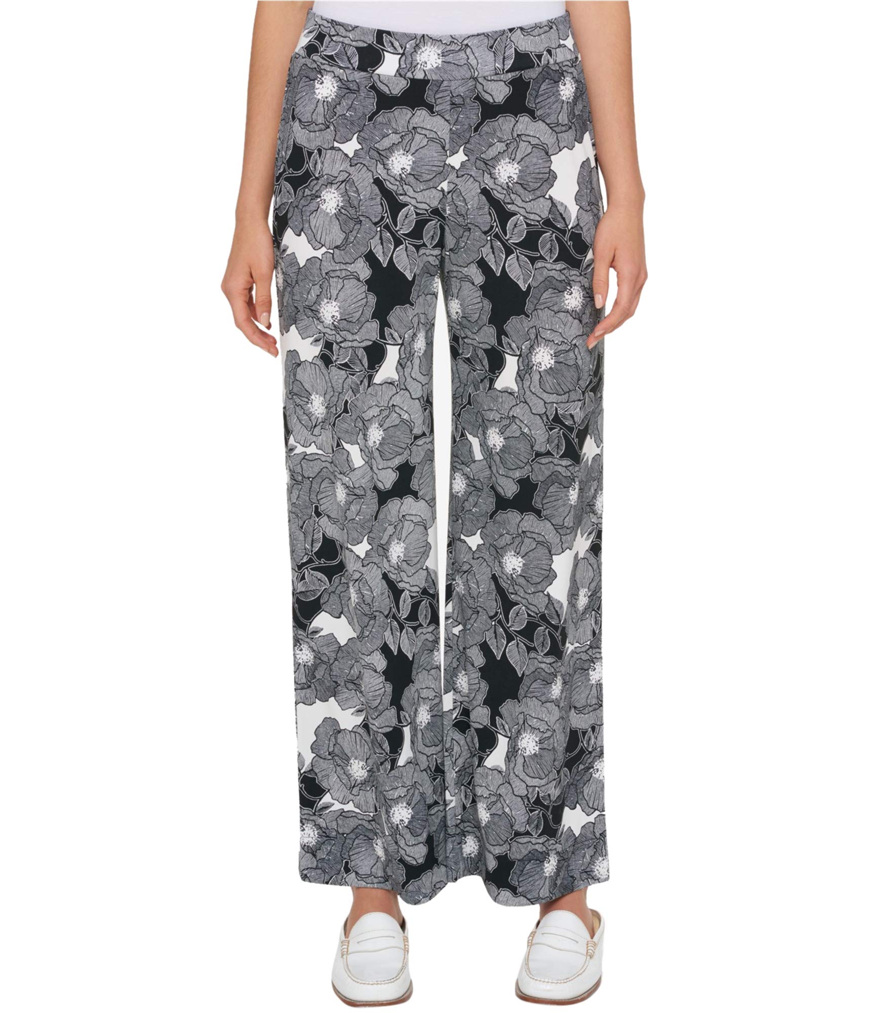 Tommy Hilfiger Womens Floral Casual Wide Leg Pants Black Large
