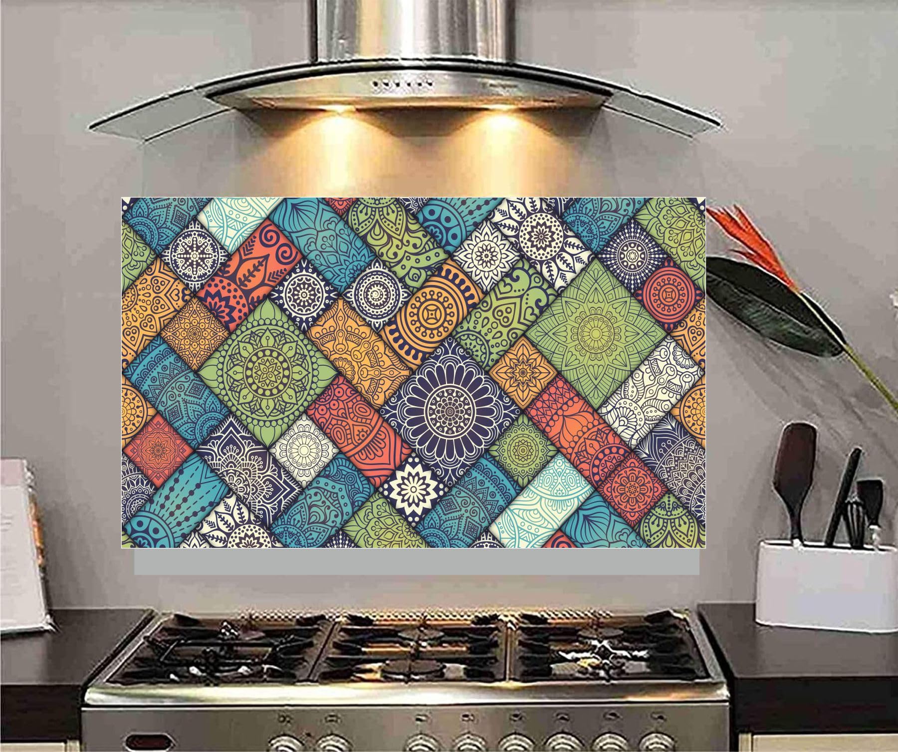 Wall Admire Mandala New Oil Proof Waterproof Peel & Stick Heat Resistant Vinyl Abstract Kitchen Tiles Backsplash, Behind Gas Stoves, Sink, Wash Basin Wall Stickers (76x45CM) (B0CZ9CZ9ZL) Amazon Price History, Amazon Price Tracker