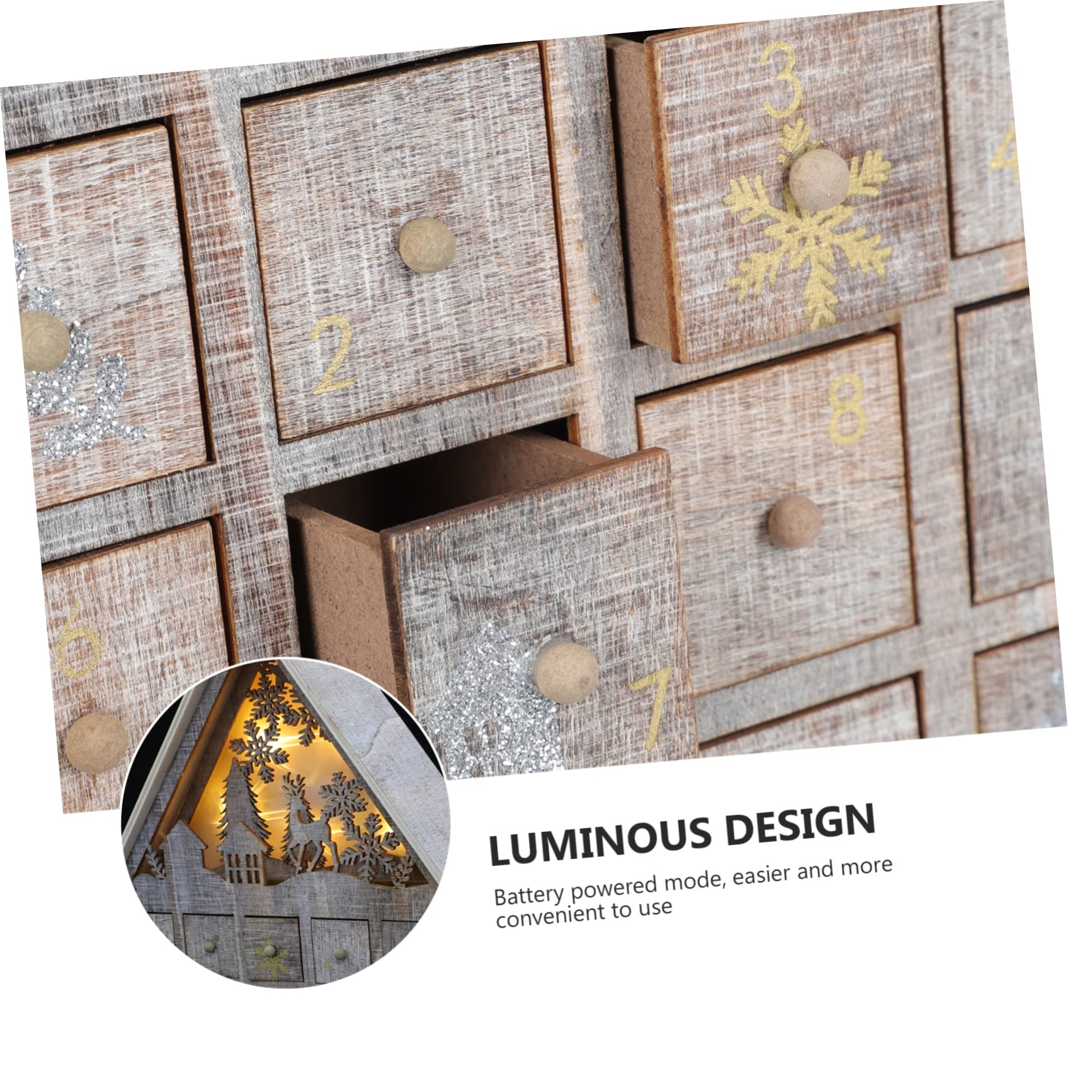 PRETYZOOM Holz Adventskalender für Junge Mädchen mit Weihnachtsgeschenkhalter aus Hochwertigem Material Weihnachtsdekoration für Schreibtisch und Wohnzimmer
