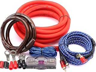 0 Gauge CCA Amplifier Wiring Kit 3000W Complete - Copper Clad Aluminum Car Audio Power Cable with Fuse Holder & RCA | for Subwoofer Amp Install