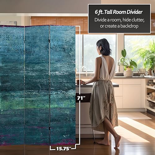 Miniatura 5 de Red Lantern Divisor de habitación de lona Nature's Symphony de doble cara de 6 pies de alto, horizonte