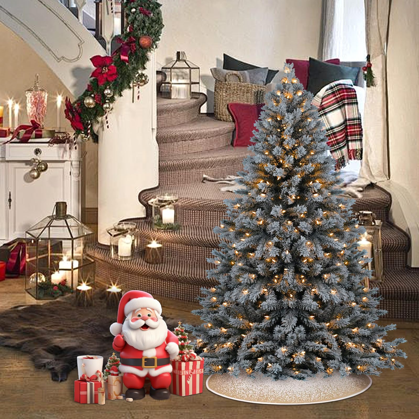 Tapis De Sapin - HAOPYOU - Jupe Arbre Noël - Peluche - 90 Cm - Blanc