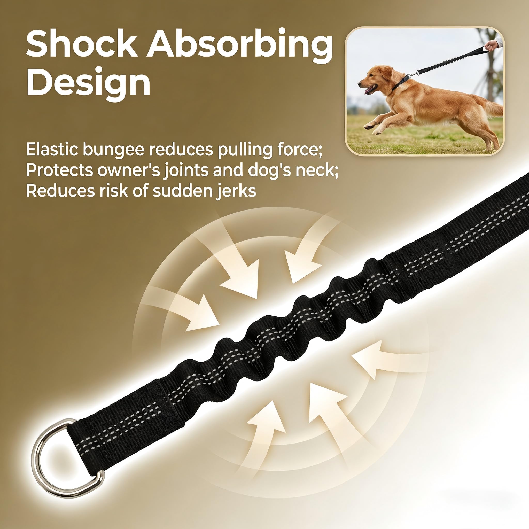 Ceinture Chien Voiture 75cm Réglable, Laisse de Sécurité Élastique en Nylon avec Amortisseur de Chocs, Attache Harnais Universelle Mousqueton Rotatif 360 Degrés pour Voyage et Transport, Noir