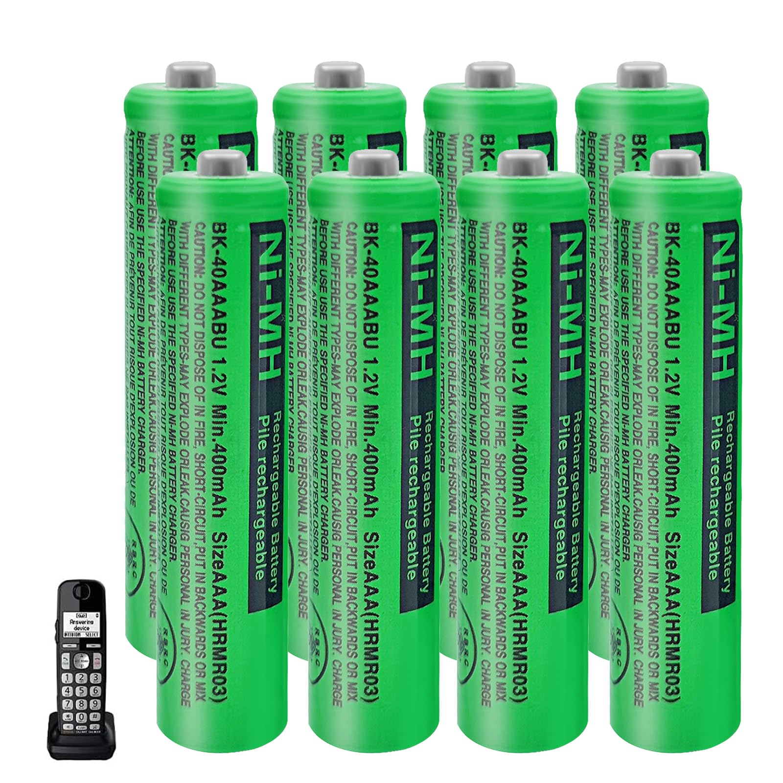 8 Pack BK-40AAABU Ni-MH AAA Rechargeable Battery for Panasonic, 1.2v 400mah Rechargeable AAA Batteries for Panasonic Cordless Phones, Remote Controls, Electronics