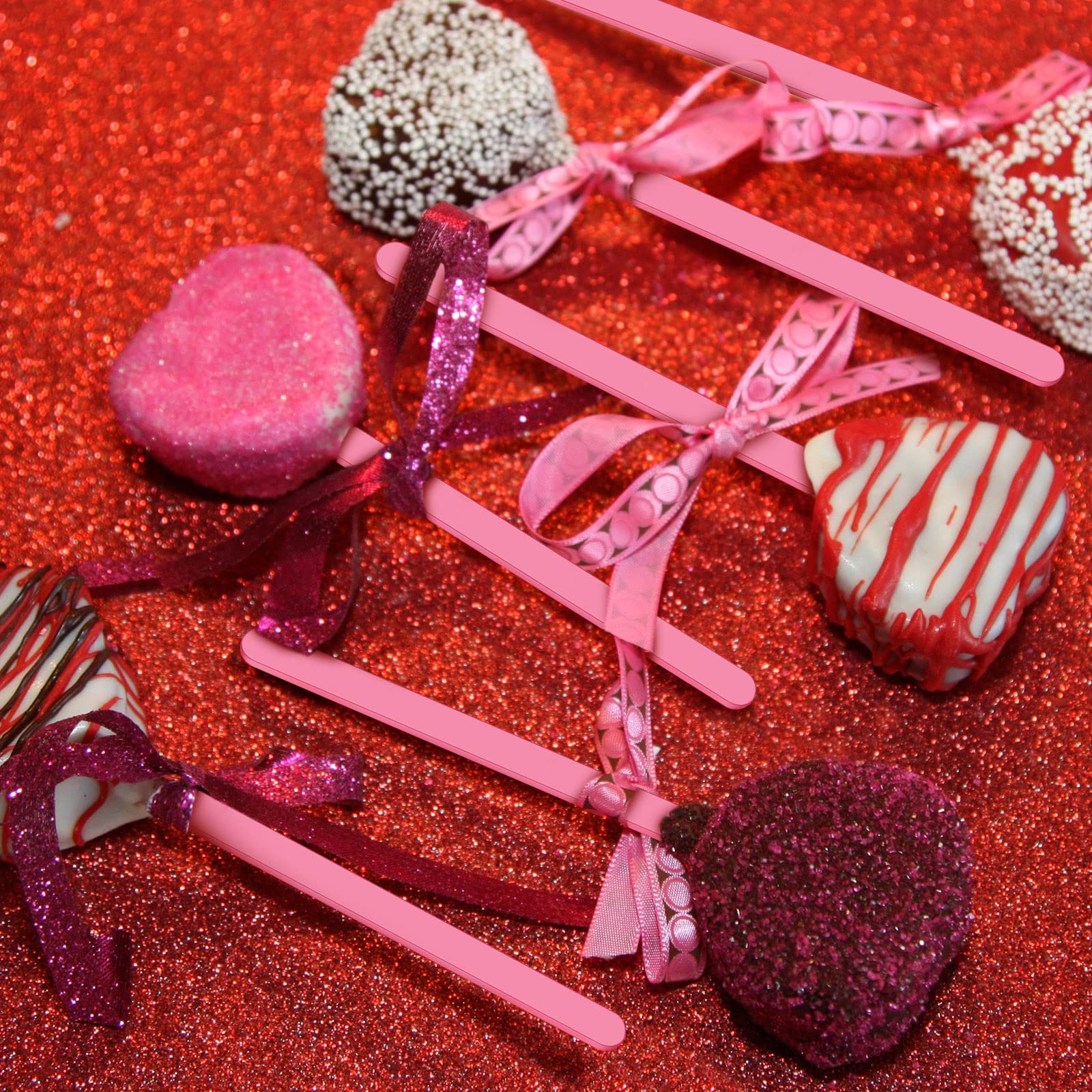 30 palitos de acrílico reutilizables para tartas, moldes para tartas, espejos, palitos de helado, molde para tartas en casa, dulces, regalos, fiestas, manualidades (rosa, 4.6 pulgadas)