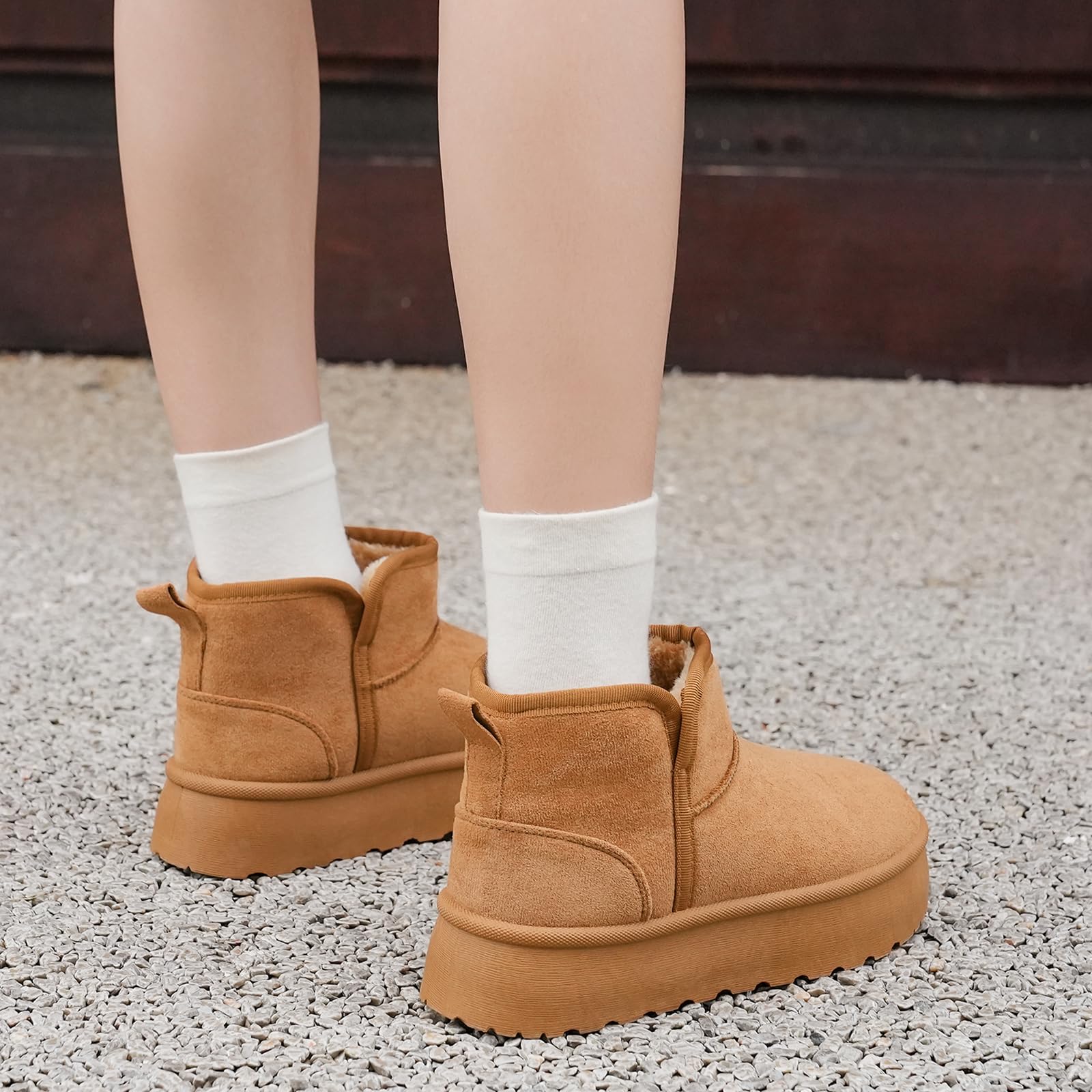Pelbiuqik Stivali Donna Invernali Classic Platform alla Moda Scarpe da Neve, Impermeabile Caldo con Antisdrucciolo Stivaletti