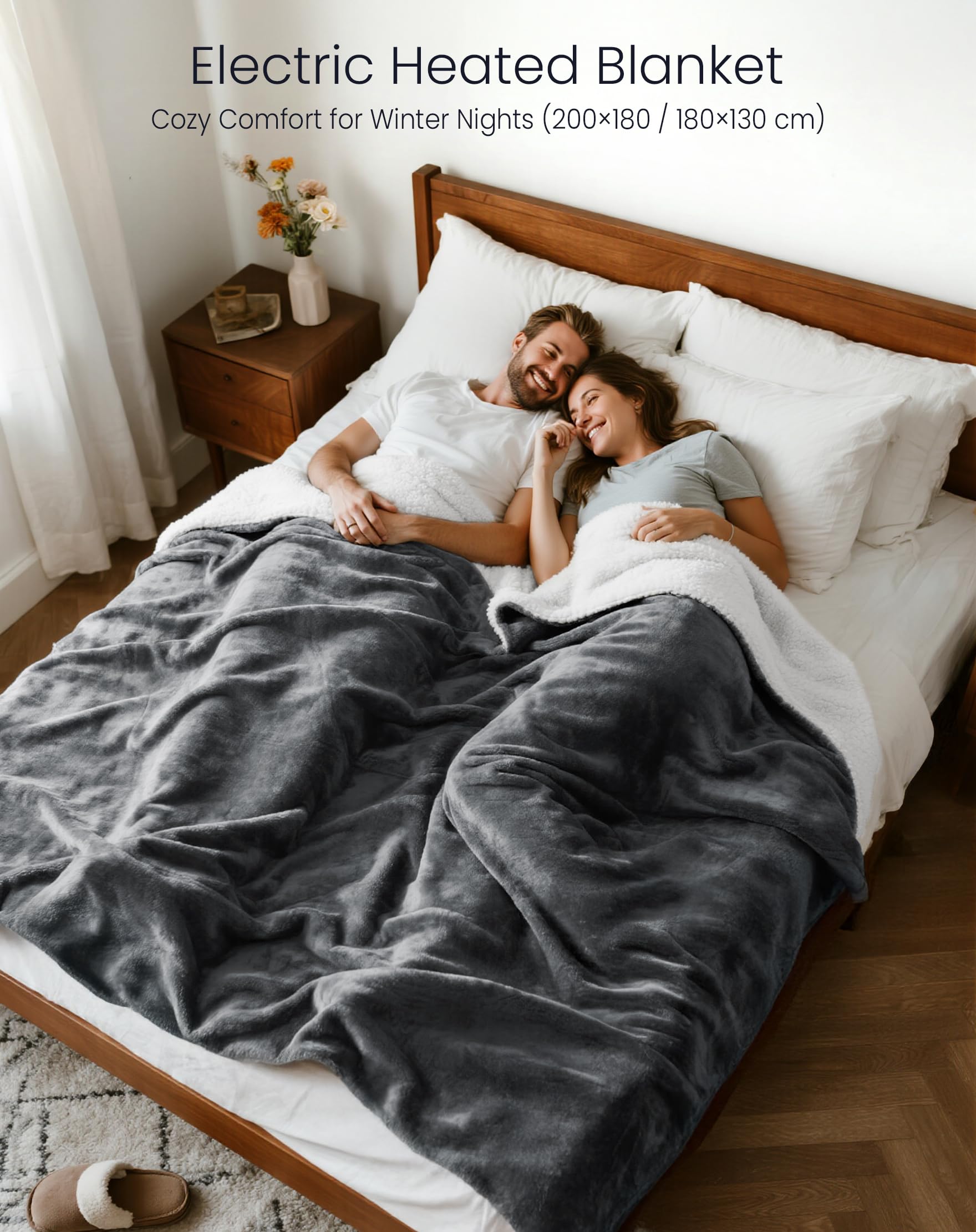 anysun Heizdecke, Wärmepads 180x130 cm, Wärmedecke mit Abschaltautomatik, 6 Heizstufen, 10-Stunden-Timer, Wärmedecke Elektrisch mit Überhitzungsschutz für Bett, Sofa, Maschinenwaschbar