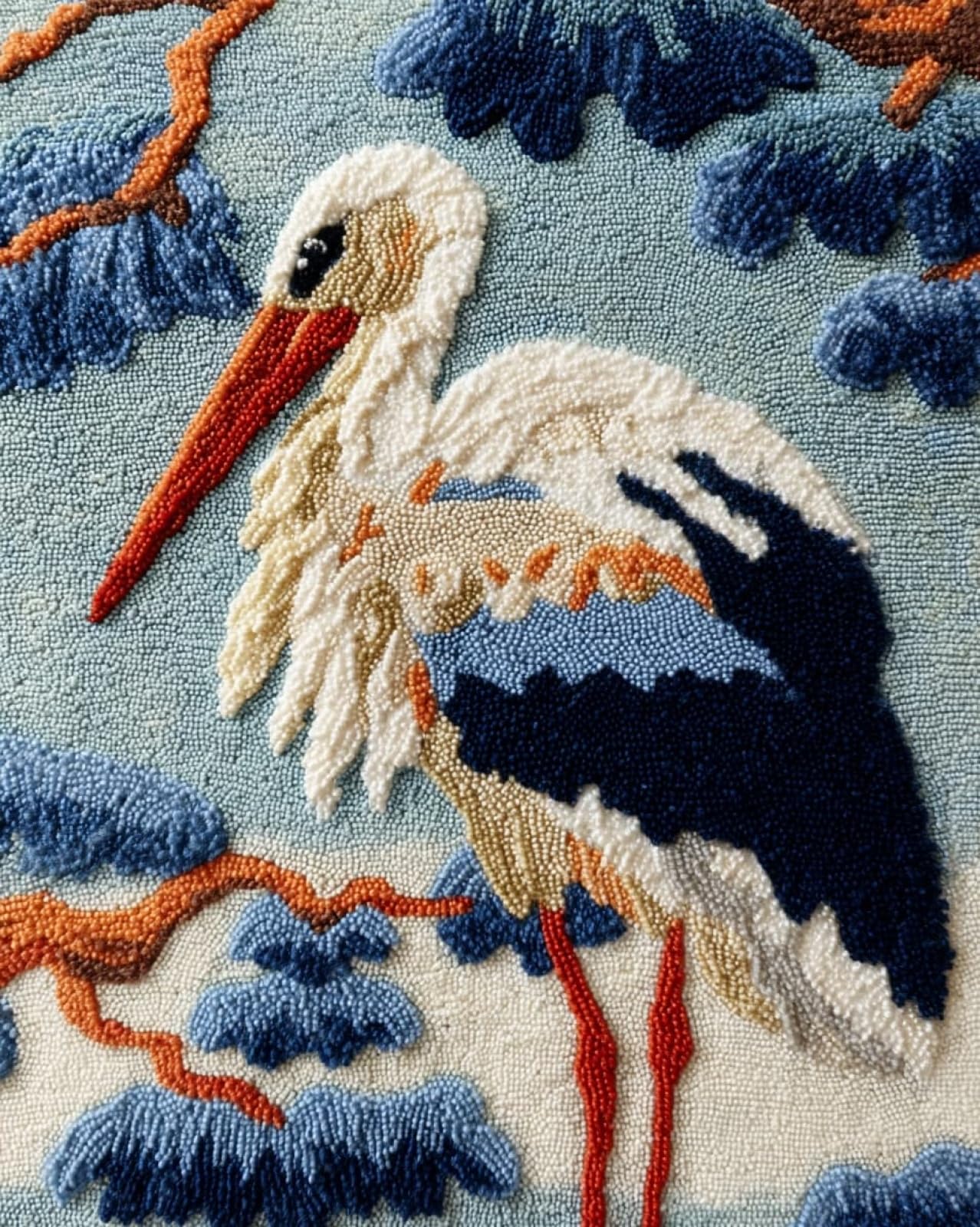 Wallphantom Latch Hook Kits for Adults Beginners Rug,Bird Pelican,Latch Hook Craft Kits Carpet Crochet Kits DIY Rug Making Needlework for Home Decoration,80x115cm
