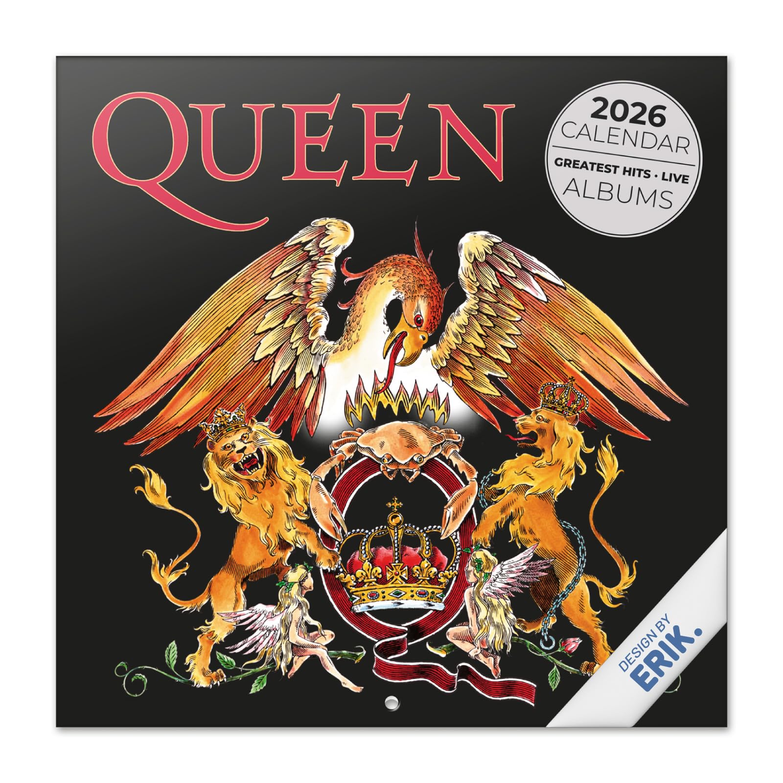 Grupo Erik Wall Calendar 2026 - Queen Calendar 2026 | Square 30 x 30 cm - 12 x 12 inches Wall Planner, Family Planner Month To View | Queen Merchandise Band Gifts For Friends