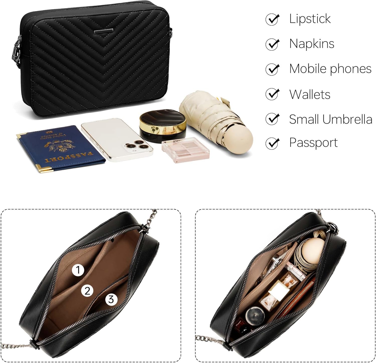 Crossbody Purses for Women Designer Crossbody bags Small Shoulder Bags with Chain Strap Quilted Purses - Image 4