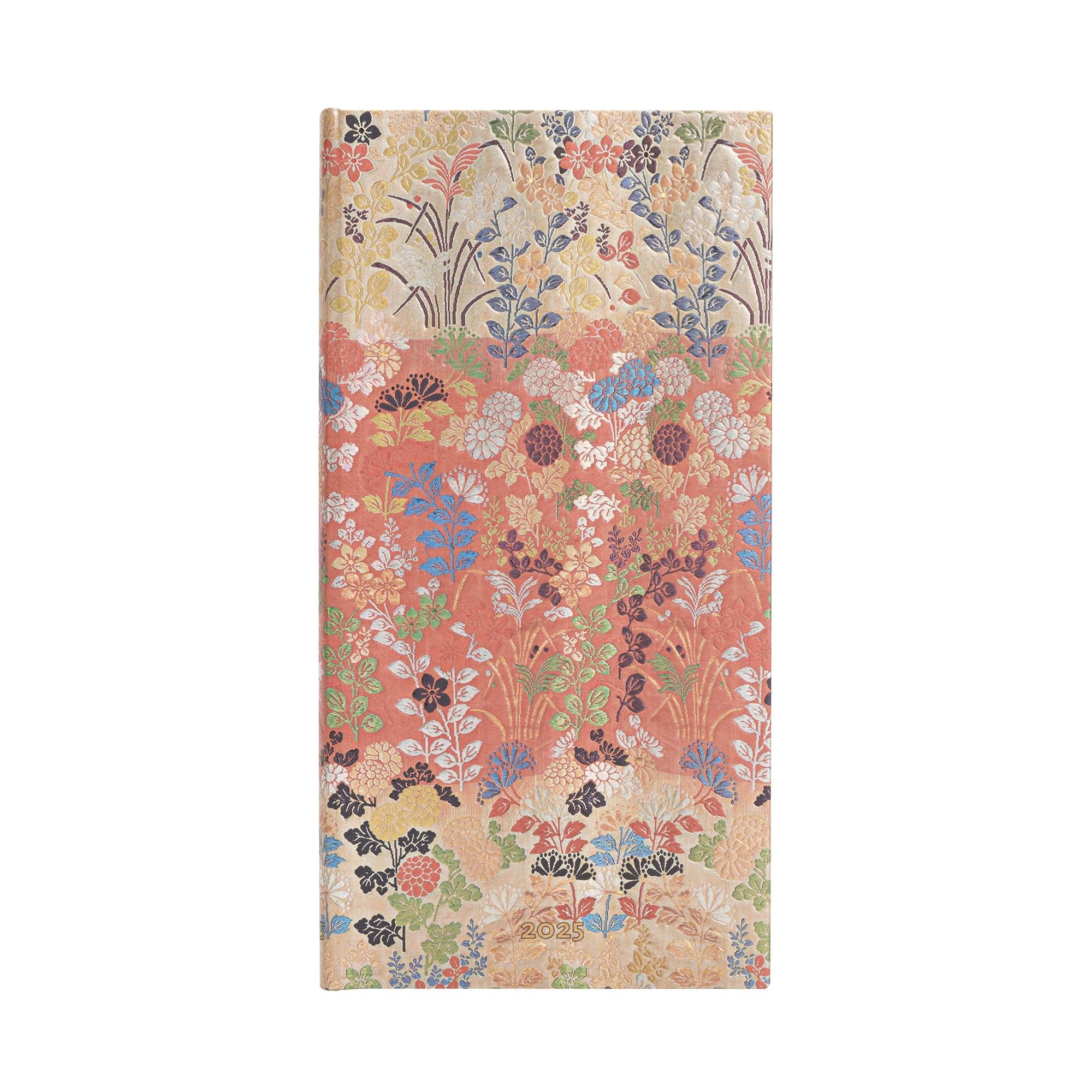 Kara-ori (Japanese Kimono) Slim 12-Month Horizontal Hardback Dayplanner 2025 (Elastic Band Closure)