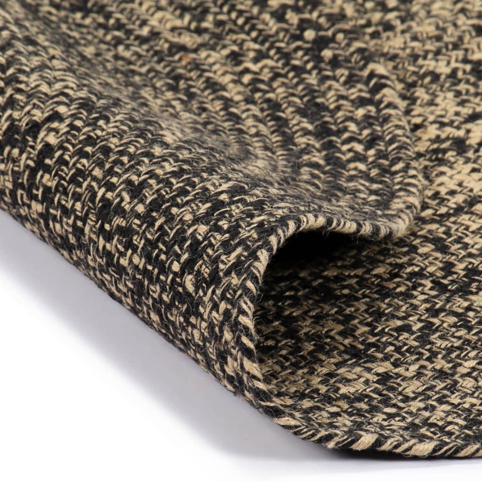 LAPOOH Tapis Fait à la Main Jute Noir et Naturel 90 cm,Grand Tapis Salle De Bain,Tapis De Bain Epais