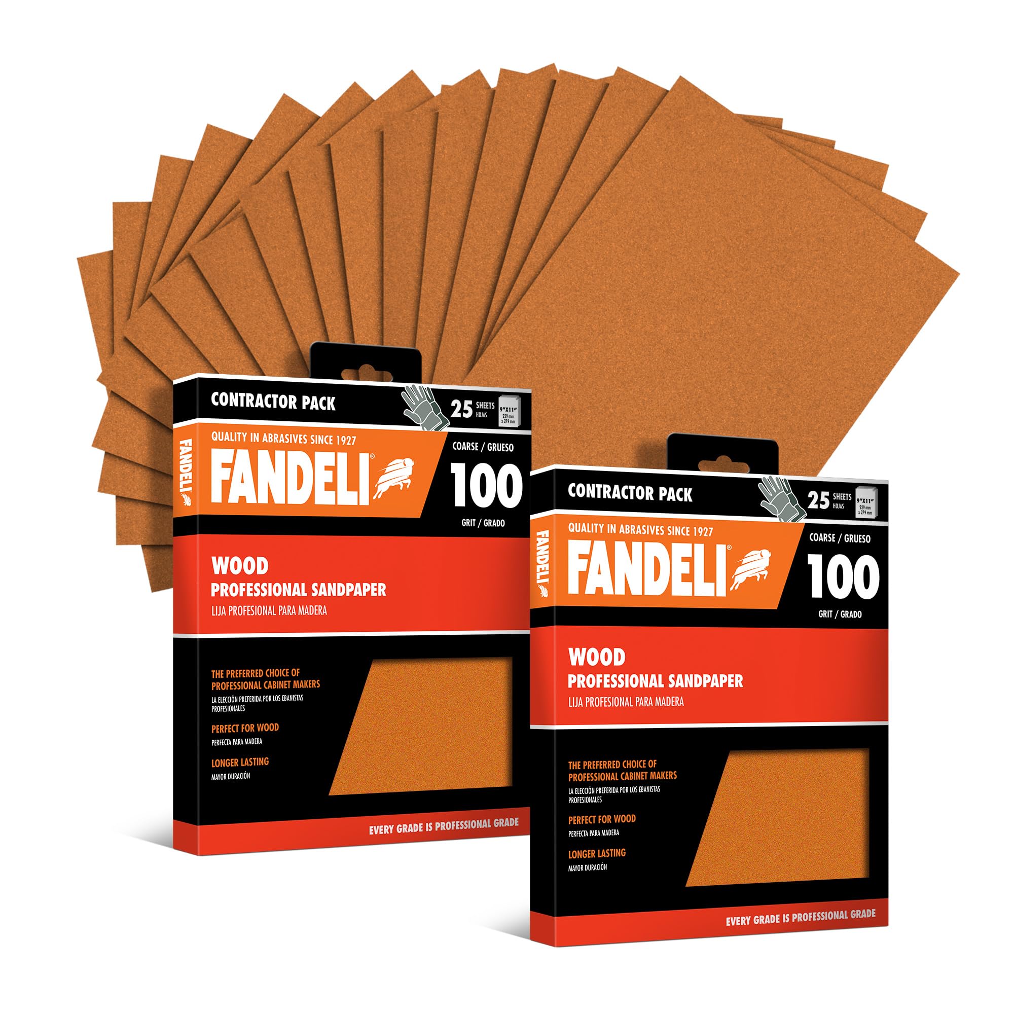 Fandeli | Wood Sanding Paper |Sanding Wood by Hand | Ideal for Orbital Sander | Sandpaper Sheets | Sandpaper Grit (100 Grits, 50)