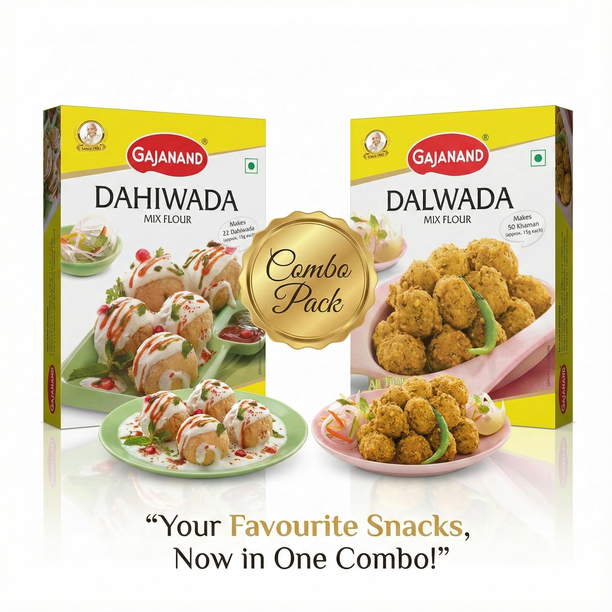 GAJANAND Instant Mix Combo Pack | Dalwada Mix Flour, Dahiwada Mix Flour, 400 gm Each | Easy to Make Healthy Breakfast mix