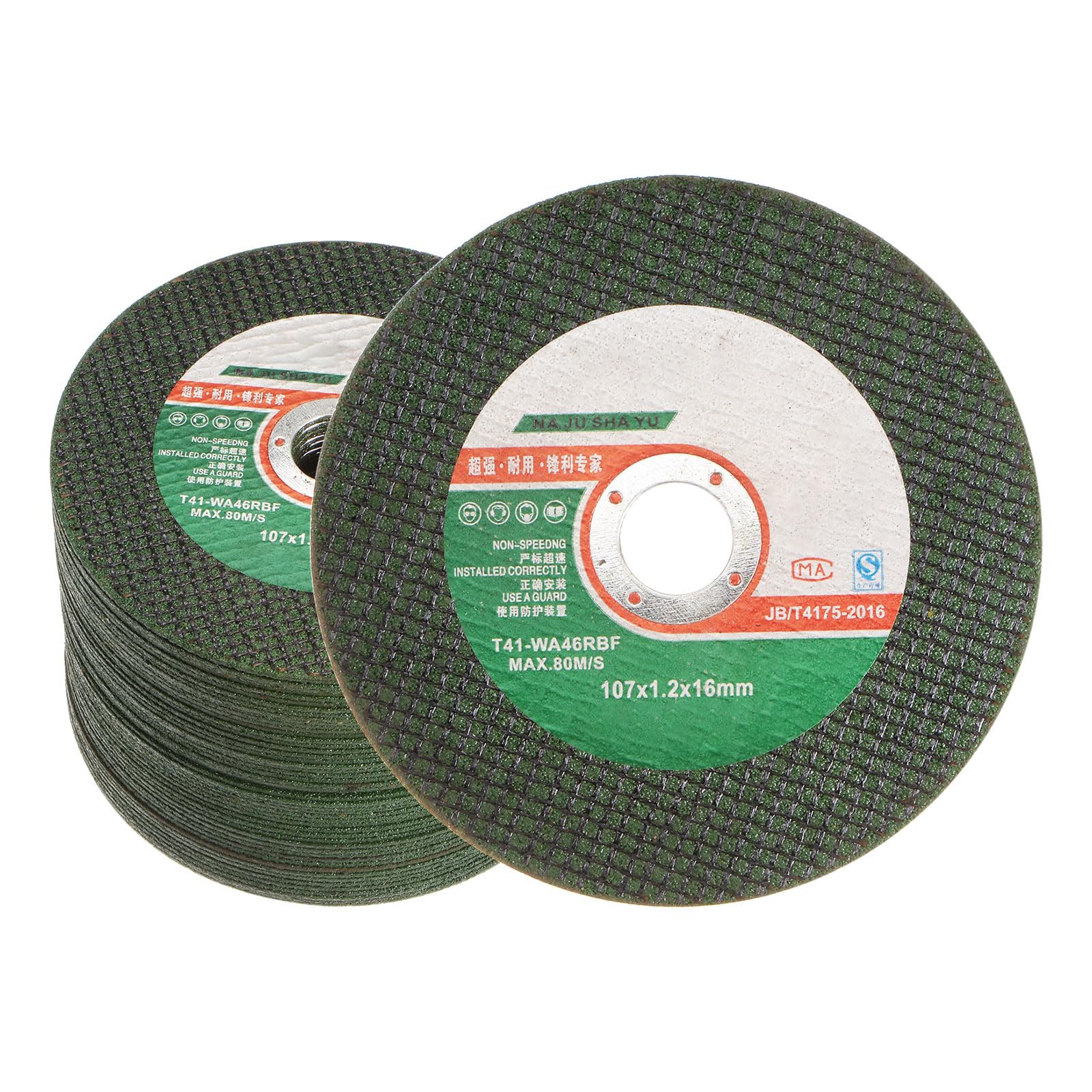 sourcing map 50uds Discos Corte 4.2" X 0.045" X 5/8" Delgados Metal Acero Inoxidable Rápido Limpio Disco Corte Ruedas Esmerilado Metal con Balde Metálico para Amoladora Angular Verde